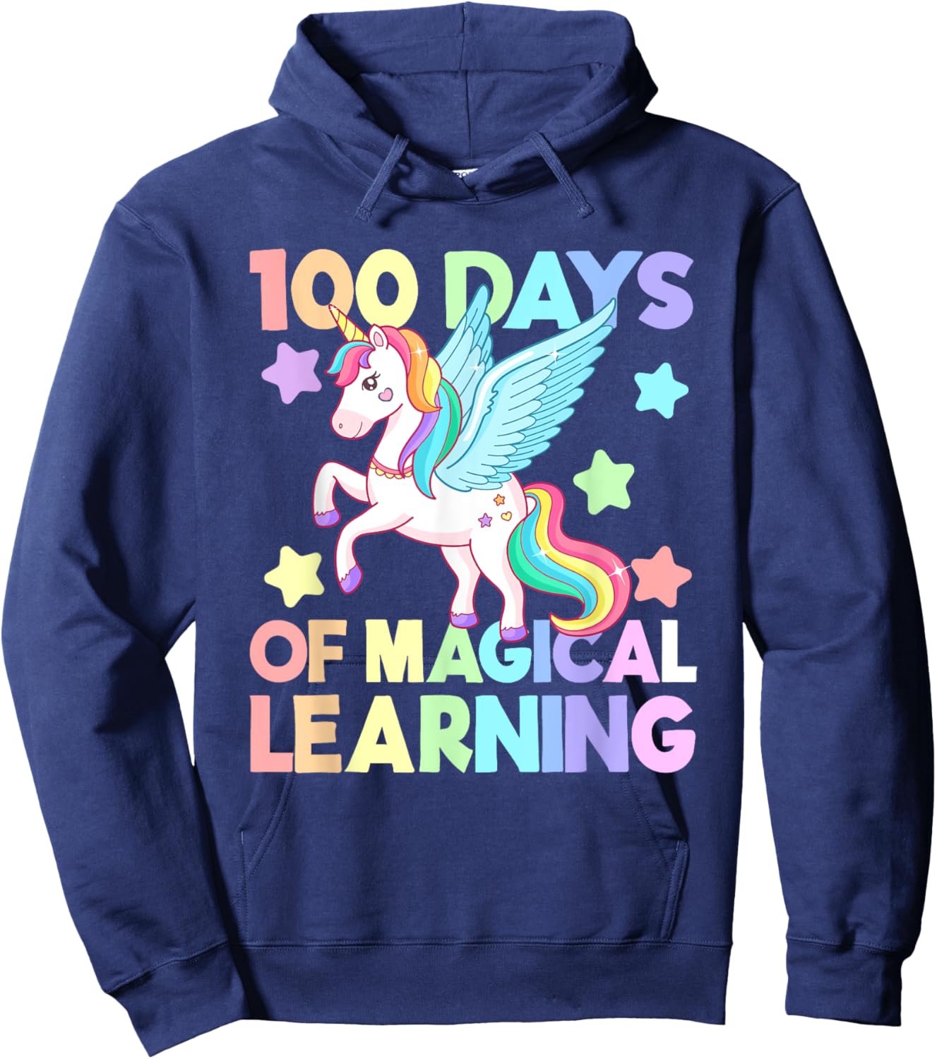 100 Days Of Magical Learning , 100 Days Of School Unicorn Hoodie - Hoodie | Navy