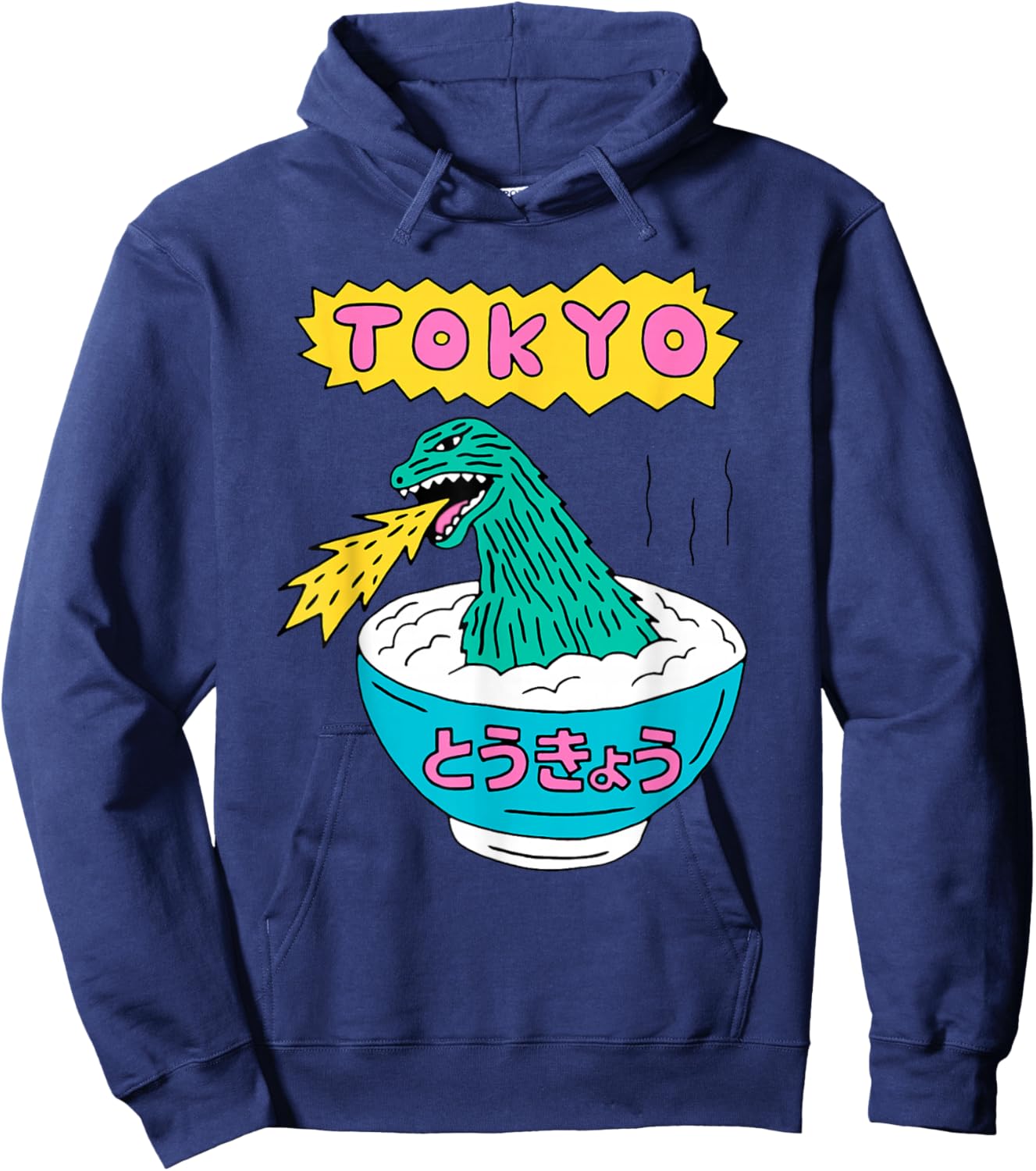 Tokyo Japan Funny Vintage Monster Attack On Soup Ramen Gifts Hoodie - Hoodie | Navy