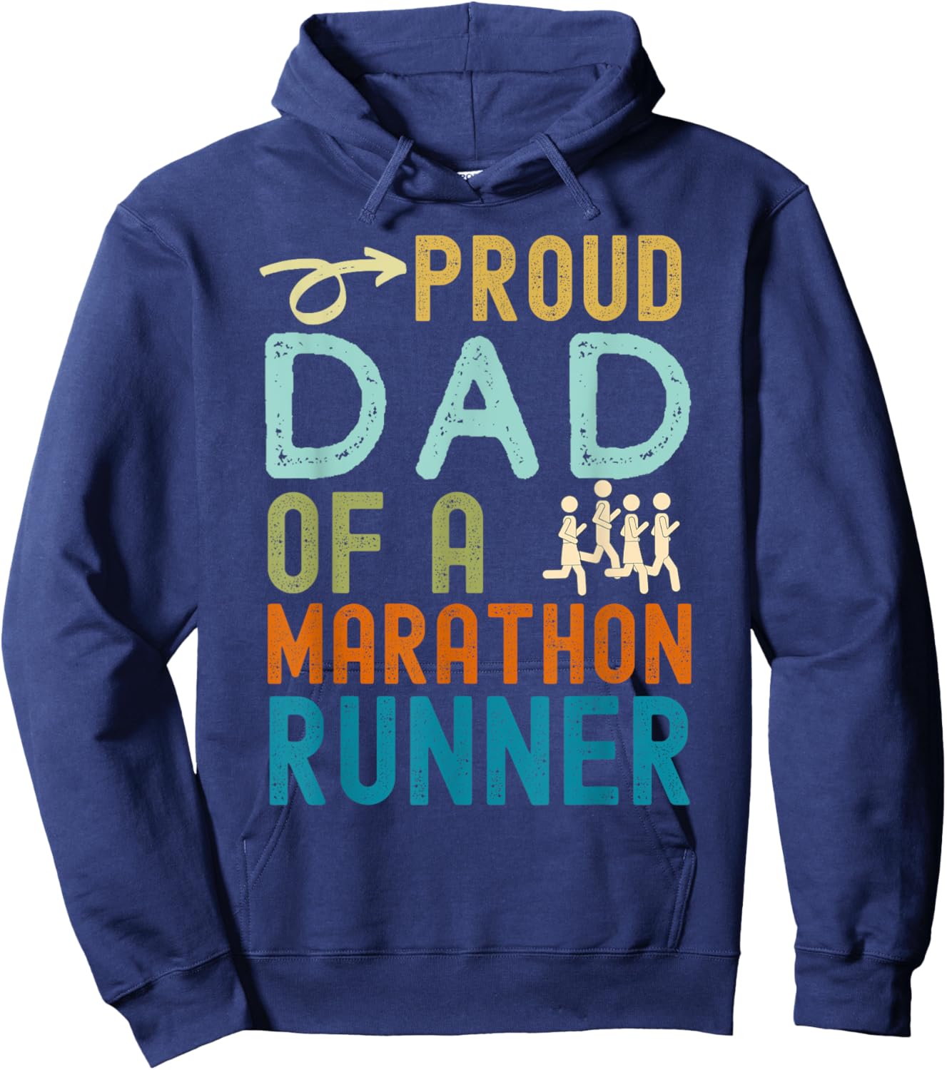 Proud Dad of a marathon runner retro vintage distressed Hoodie - Hoodie | Navy