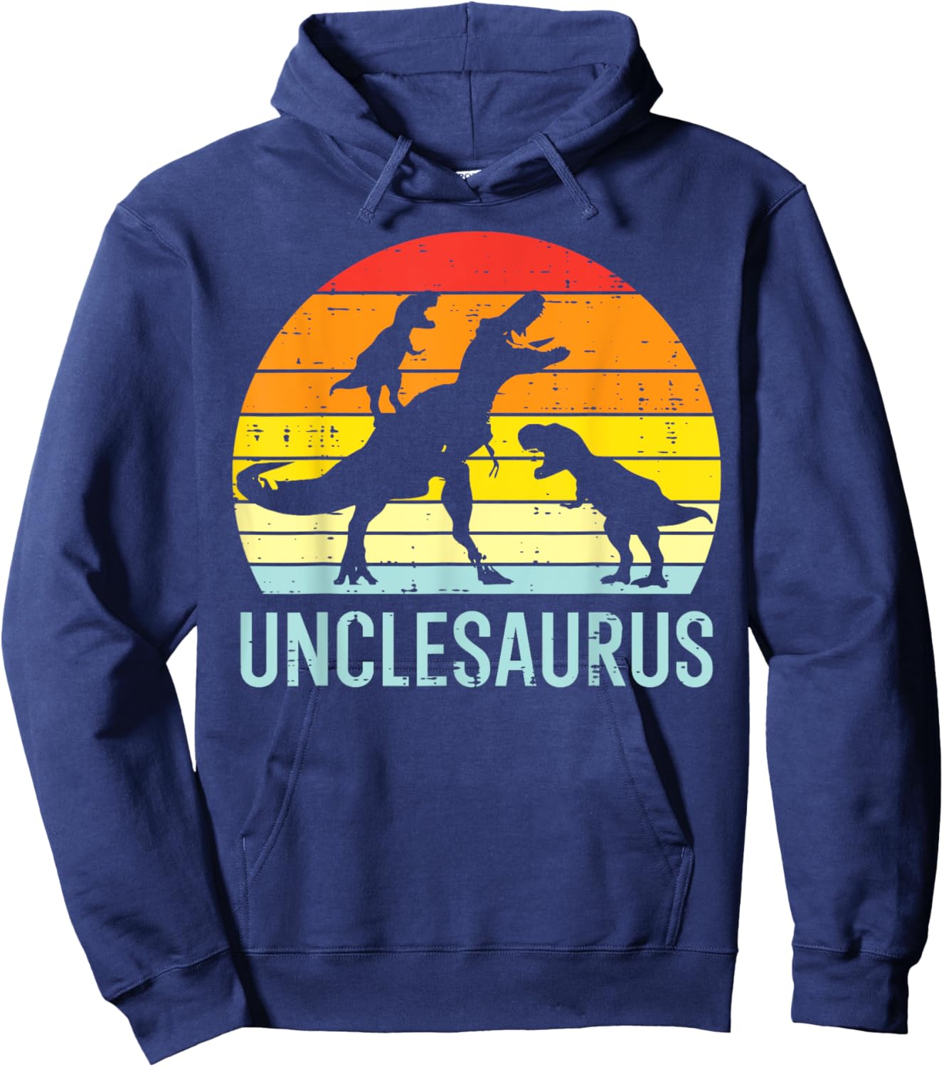 Unclesaurus Trex Uncle Sunset Retro Fathers Day Dinosaur Men Hoodie - Hoodie | Navy