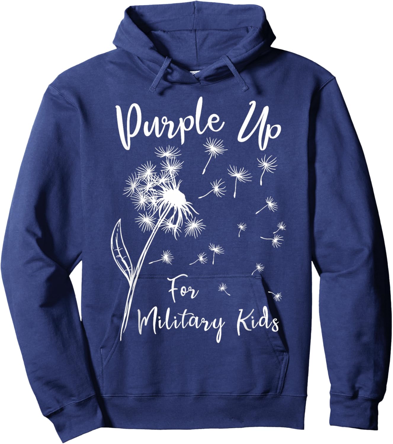 Dandelion Purple Up For Military Kids Army Child Month Hoodie - Hoodie | Navy