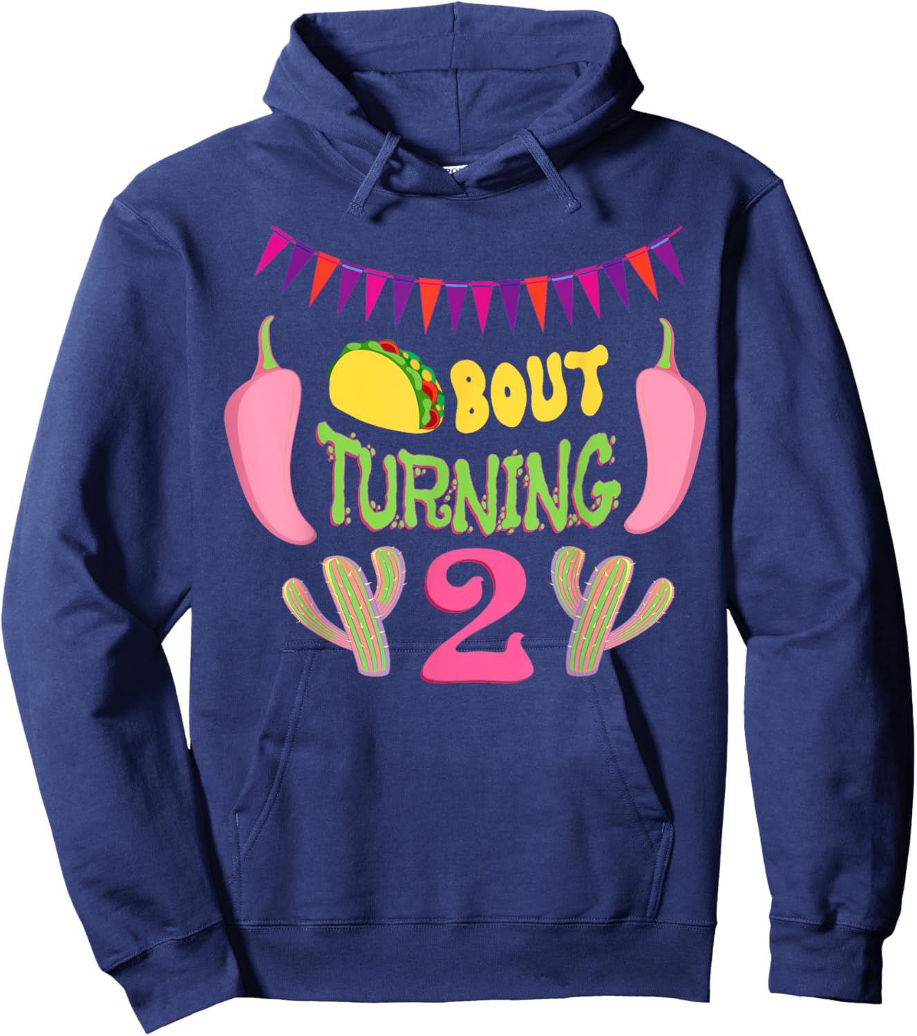 Taco Bout Turning 2nd Birthday Twosday Outfit Party Dos Kids Hoodie - Hoodie | Navy