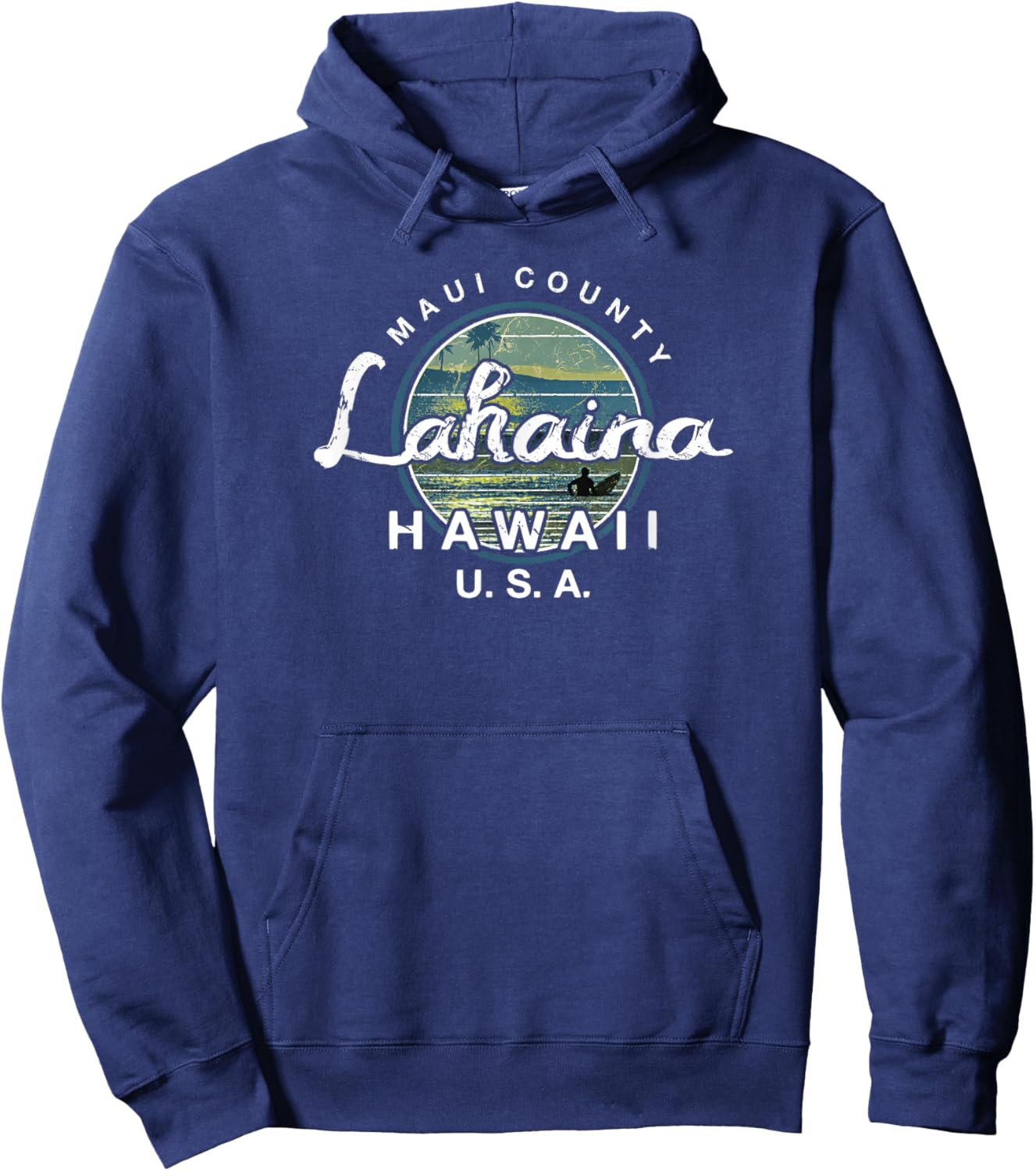 Lahaina Maui Hawaii Surfing Retro Hoodie - Hoodie | Navy
