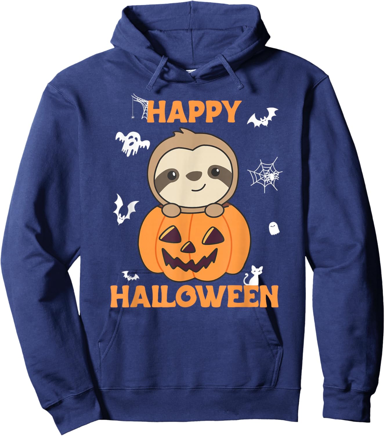 Sloth in Pumpkin Sloths Happy Halloween Hoodie - Hoodie | Navy