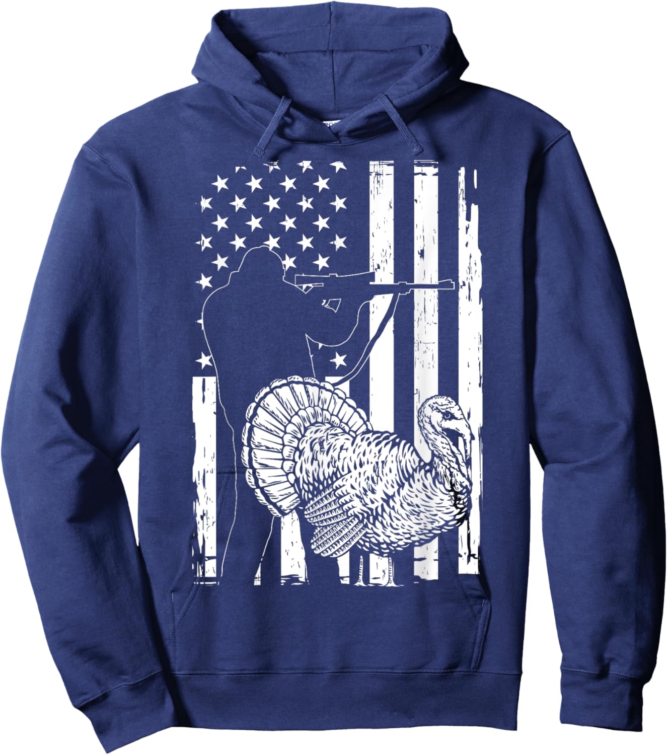 Turkey Hunting American Flag USA Turkey Hunter Women Men Hoodie - Hoodie | Navy