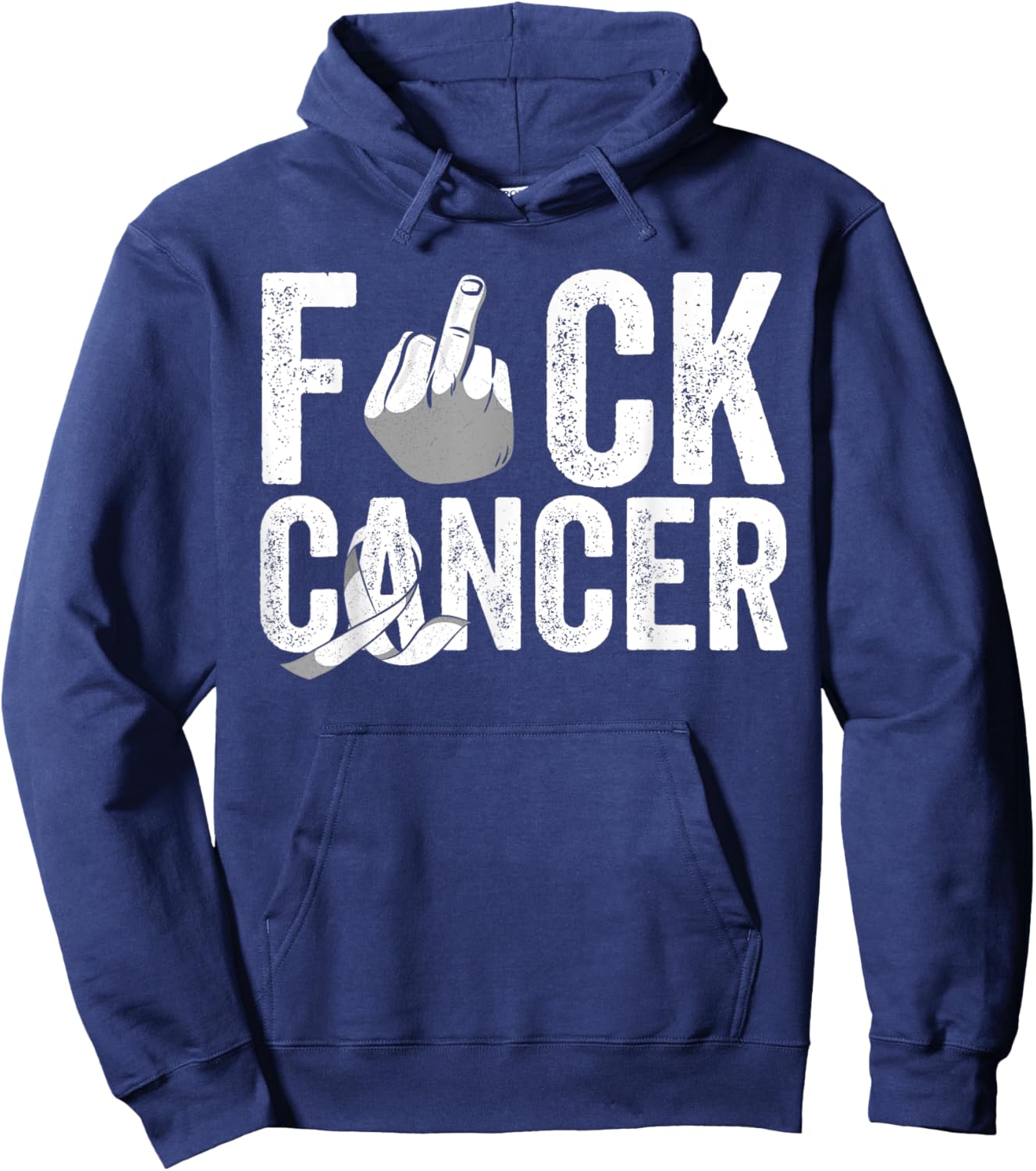 Fuck Lungs Cancer Apparel White Pearl Ribbon Support Fighter Hoodie - Hoodie | Navy
