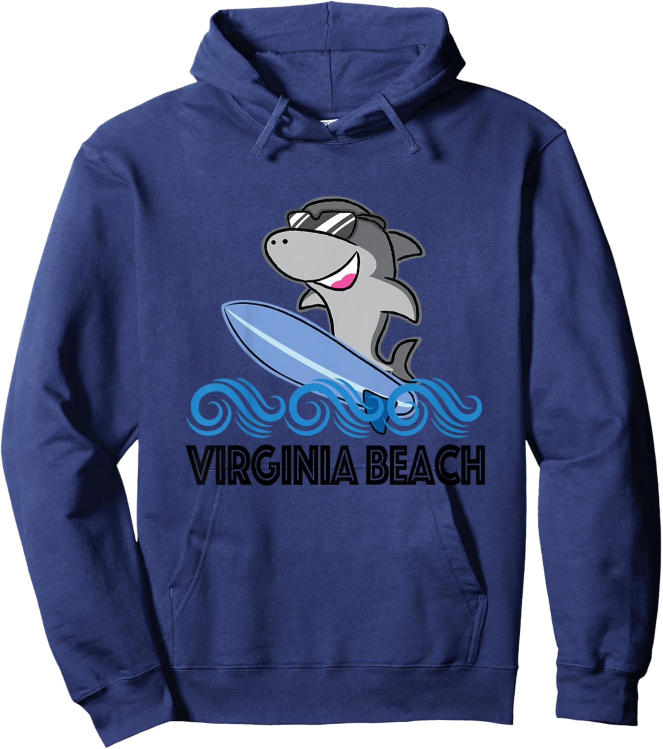 Virginia Beach VA Funny Shark Girls Kids Hoodie - Hoodie | Navy