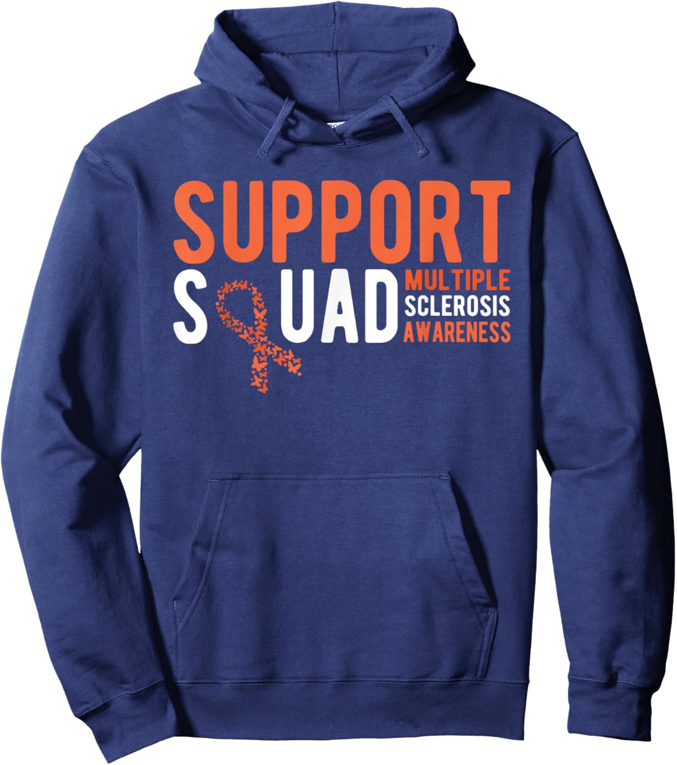 Multiple Sclerosis Support Orange Ribbon Hoodie - Hoodie | Navy