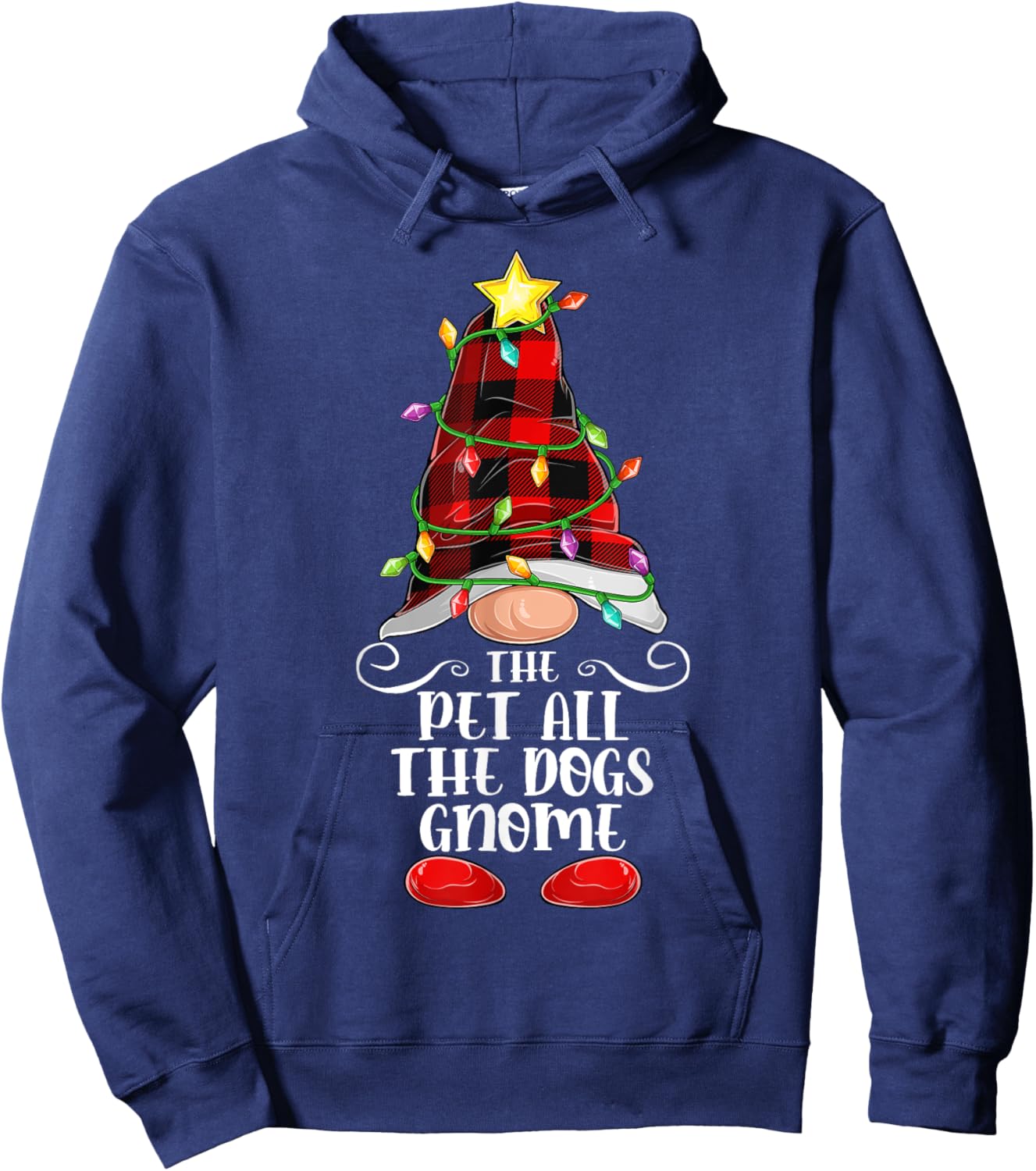 The Pet All The Dogs Gnome Matching Family Group Christmas Hoodie - Hoodie | Navy