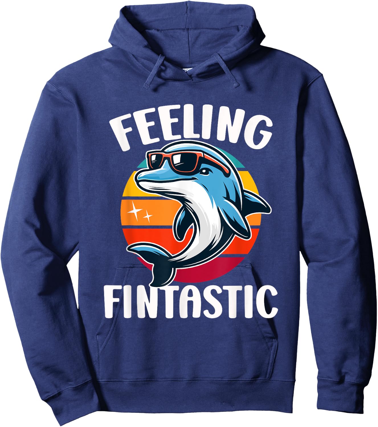 Feeling Fintastic Funny Dolphin Kids Ocean Marine Wildlife Hoodie - Hoodie | Navy