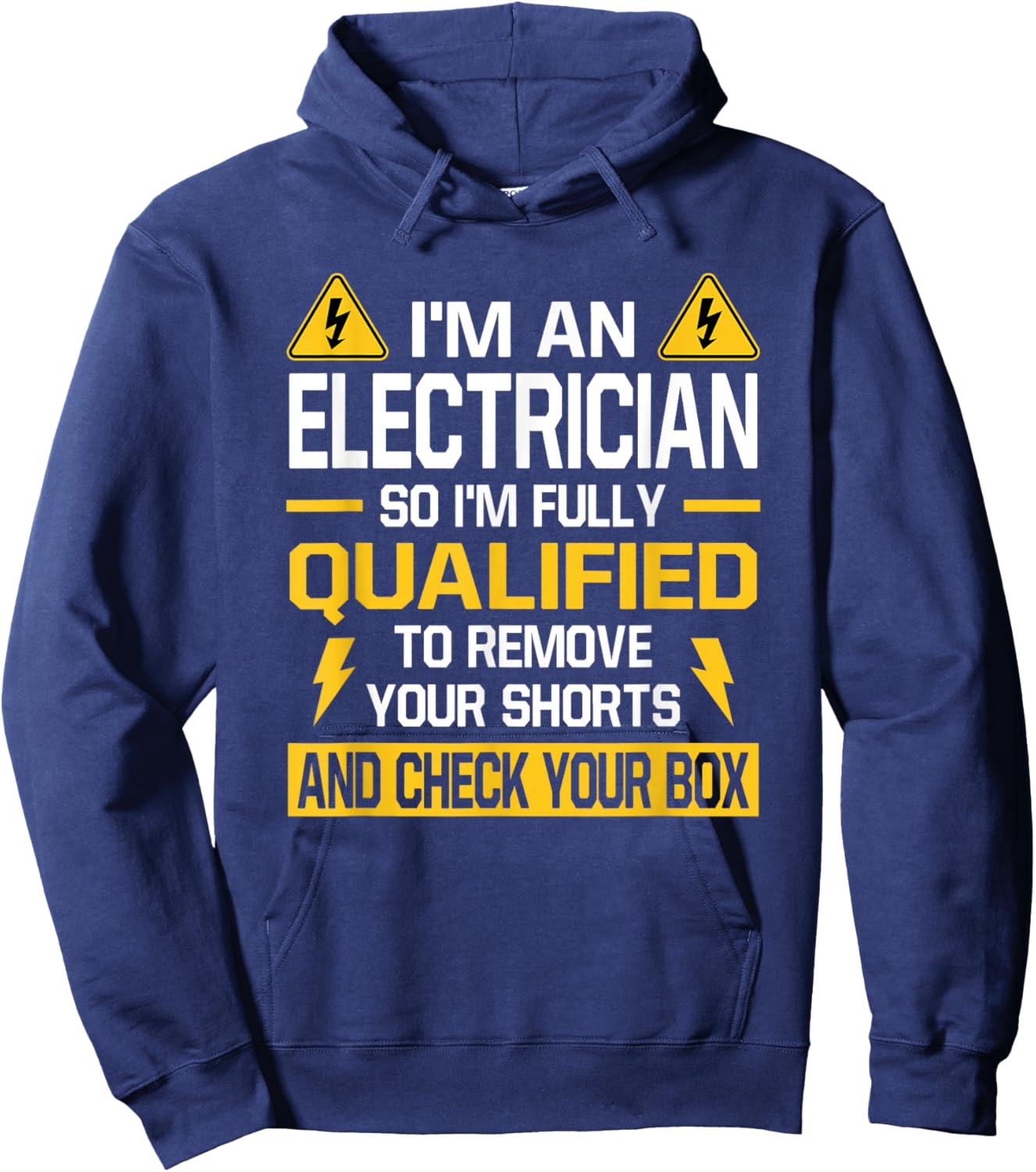 Electrician Qualified Remove Shorts Check Your Box Lineman Hoodie - Hoodie | Navy