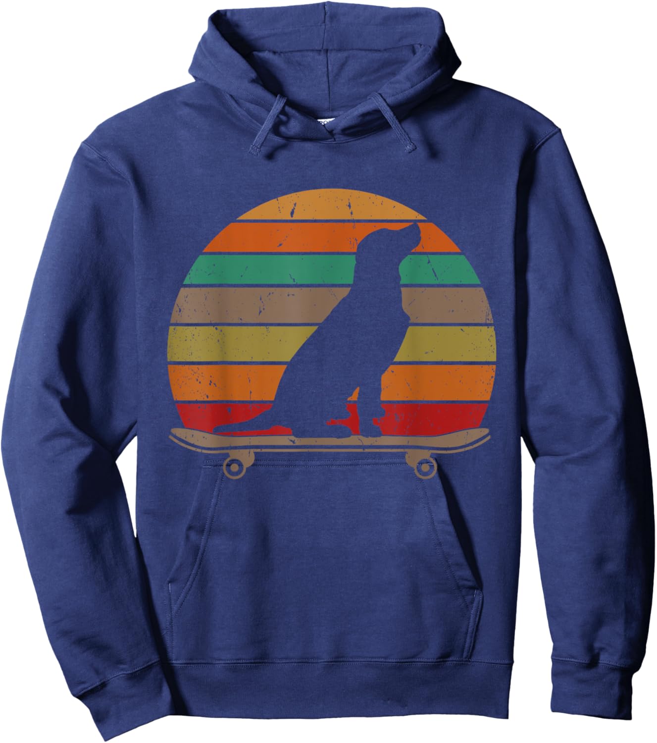 Labrador Retriever Dog on Skateboard Funny Skateboarding Women Kids Hoodie - Hoodie | Navy