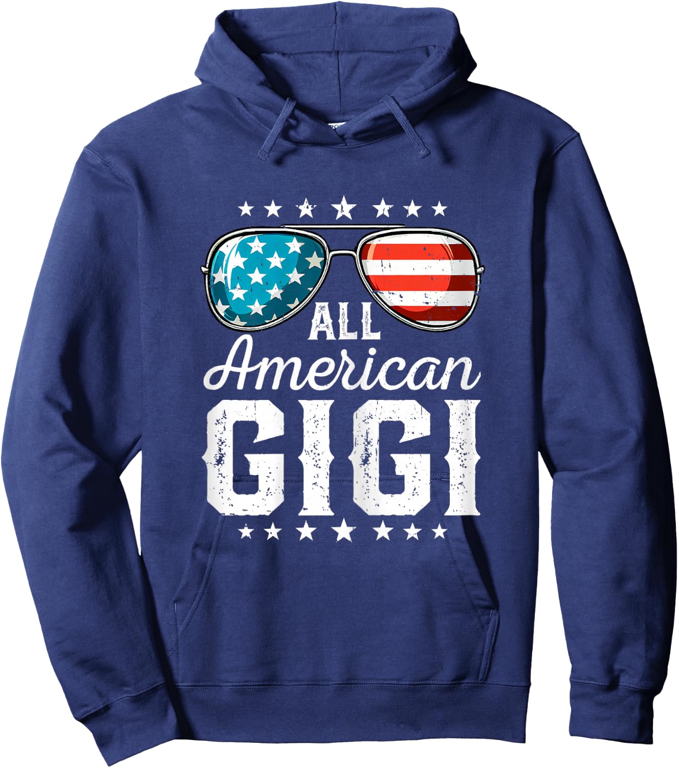 All American Gigi 4th Of July USA Sunglasses Patriotic Hoodie - Hoodie | Navy