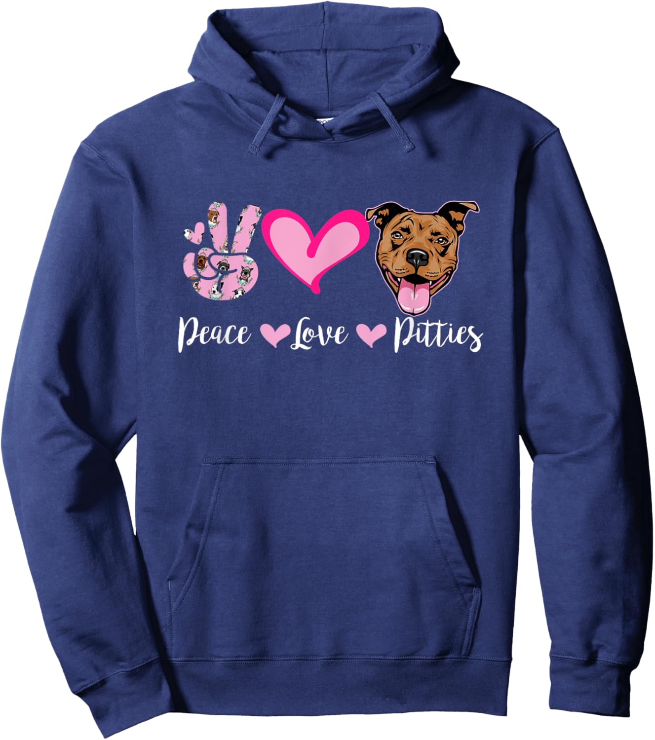 Peace Love Pitties Puppy Dog Mom Lady Pitbull Lover Hoodie - Hoodie | Navy