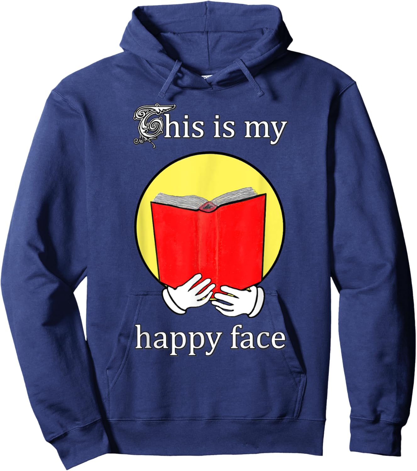 Happy Face reading a Book - bookworm Hoodie - Hoodie | Navy