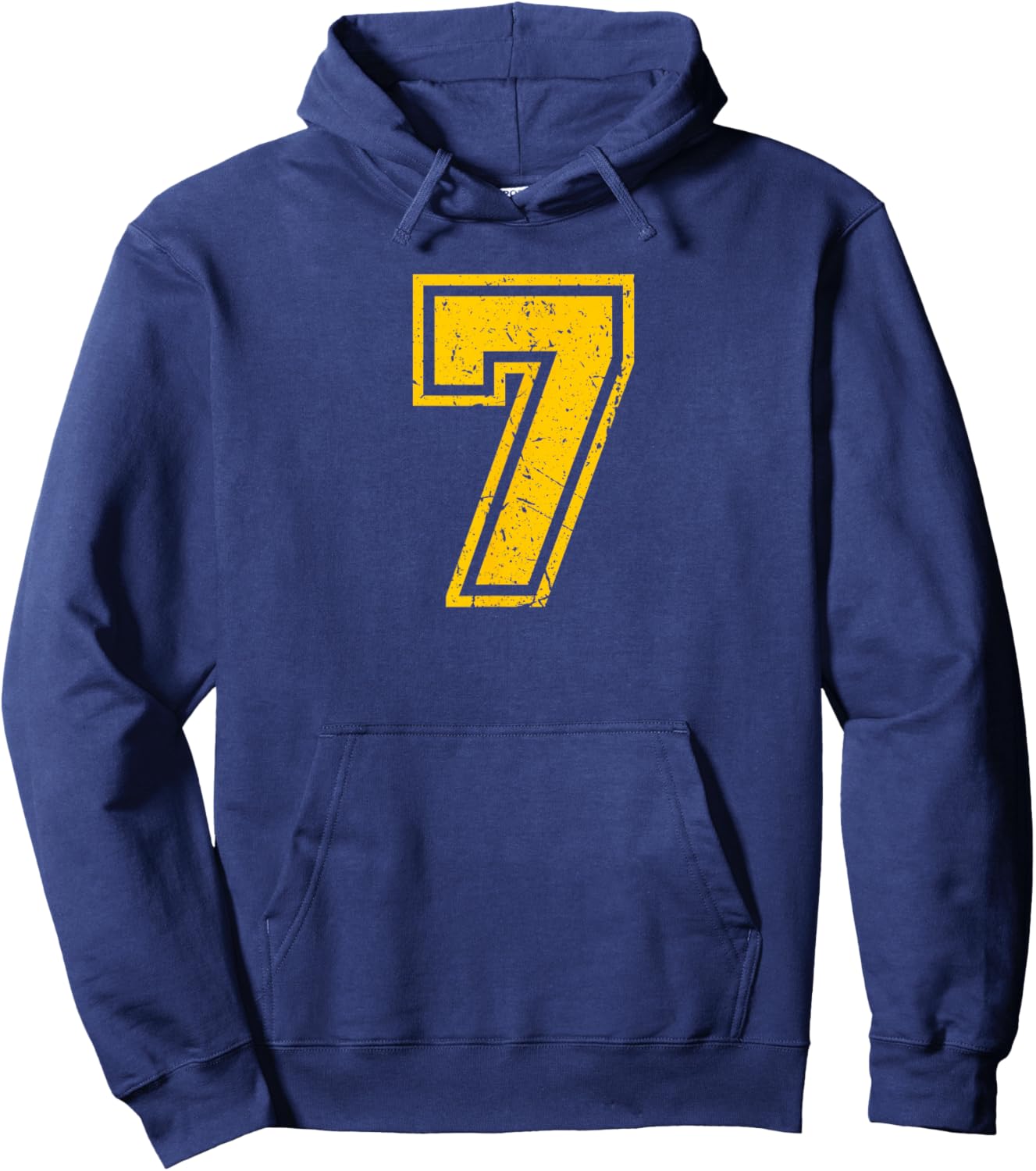 Vintage Yellow Sports Team Number 7 Hoodie - Hoodie | Navy