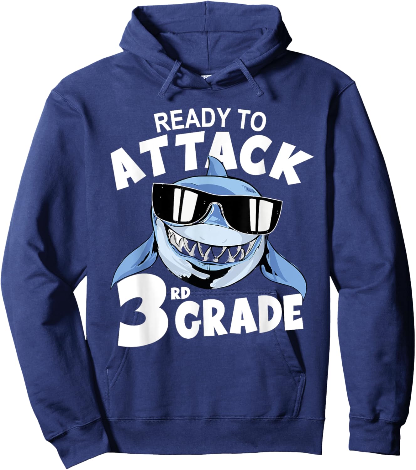 Ready to Attack 3rd Grade Shark School Boy Back To School Hoodie - Hoodie | Navy