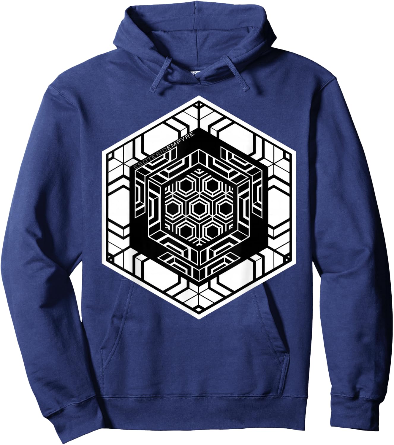 Sacred Geometry Hexagon Geometric Pattern Hoodie - Hoodie | Navy