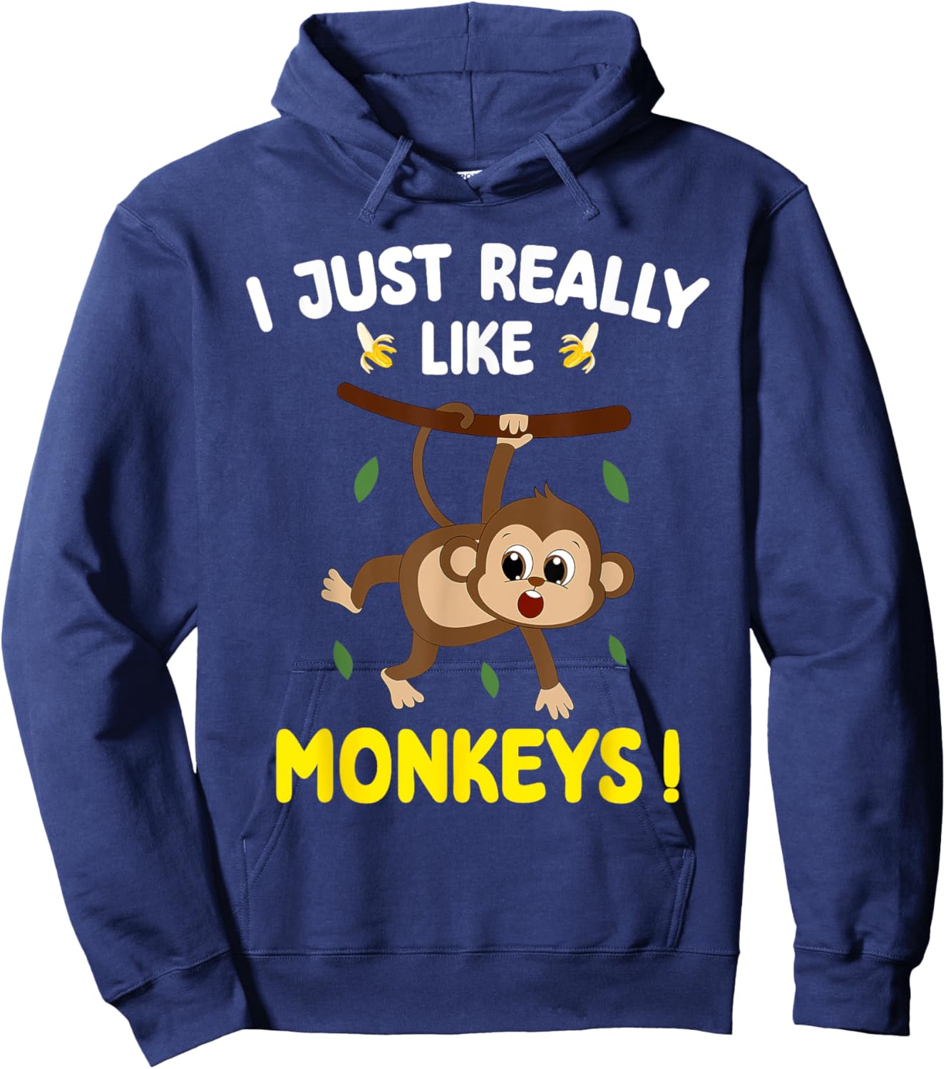 I Just Really Like Monkeys Cute Monkey toddler boy kids Hoodie - Hoodie | Navy
