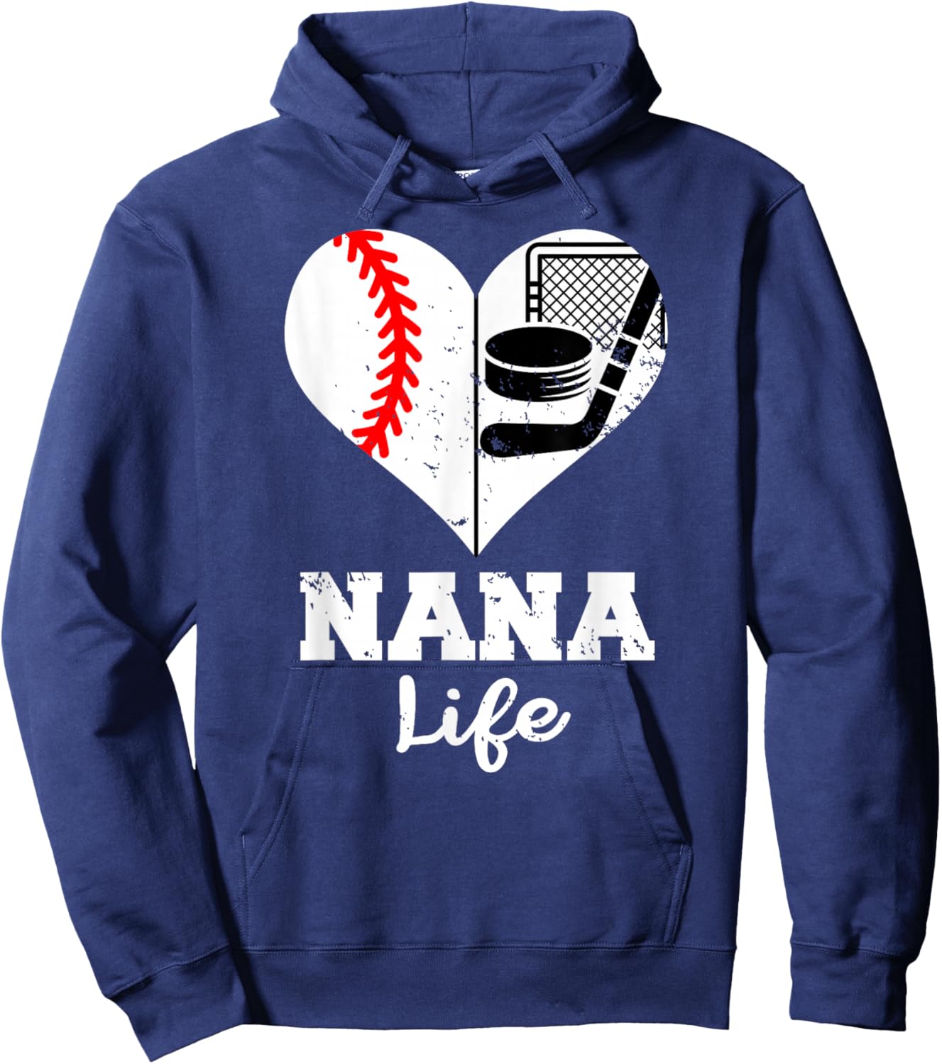 Nana Life Heart Funny Baseball Hockey Nana Hoodie - Hoodie | Navy
