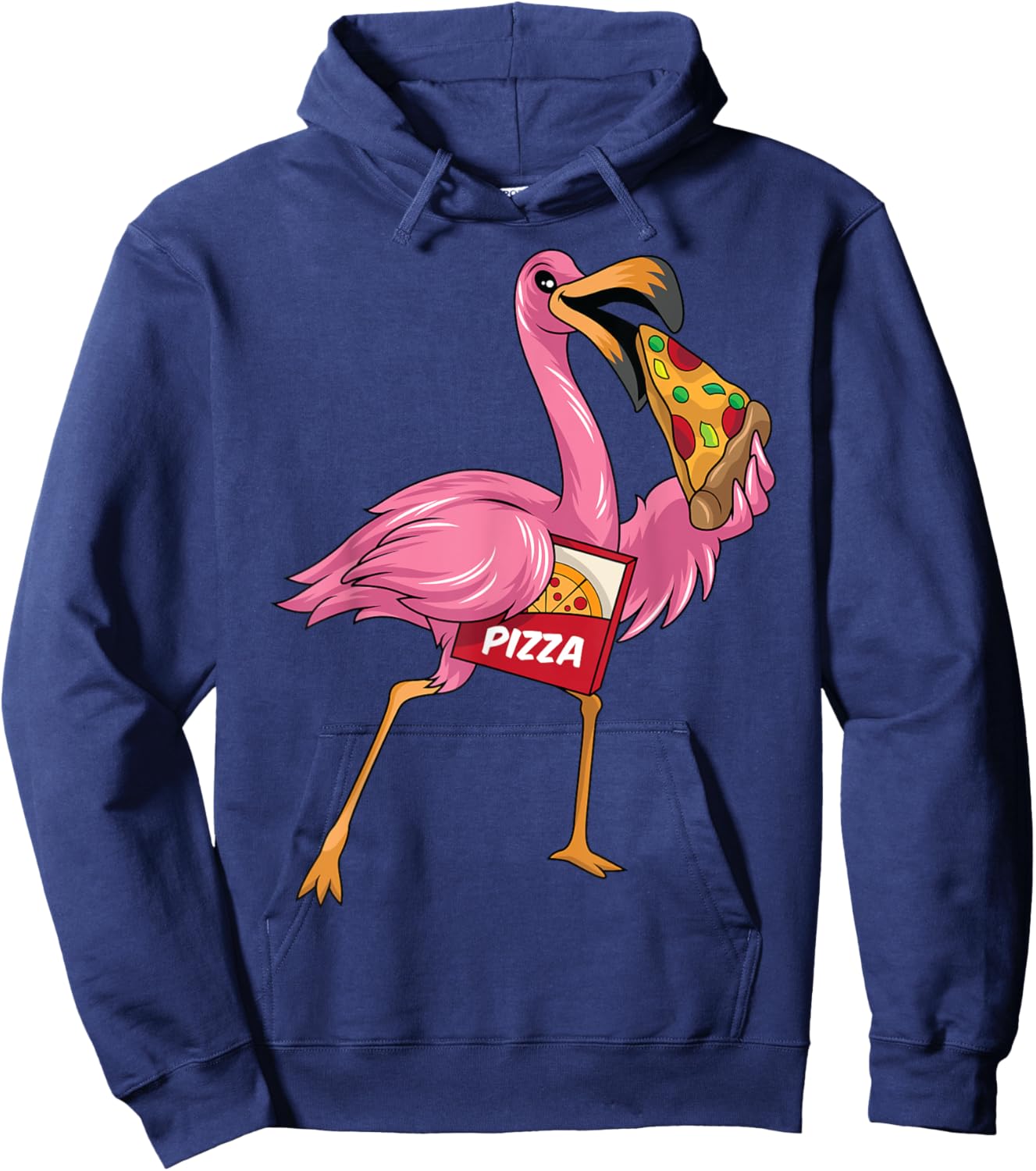 Flamingo And Pizza Flamingo Eating Pizza Flamingo Pizza Hoodie - Hoodie | Navy