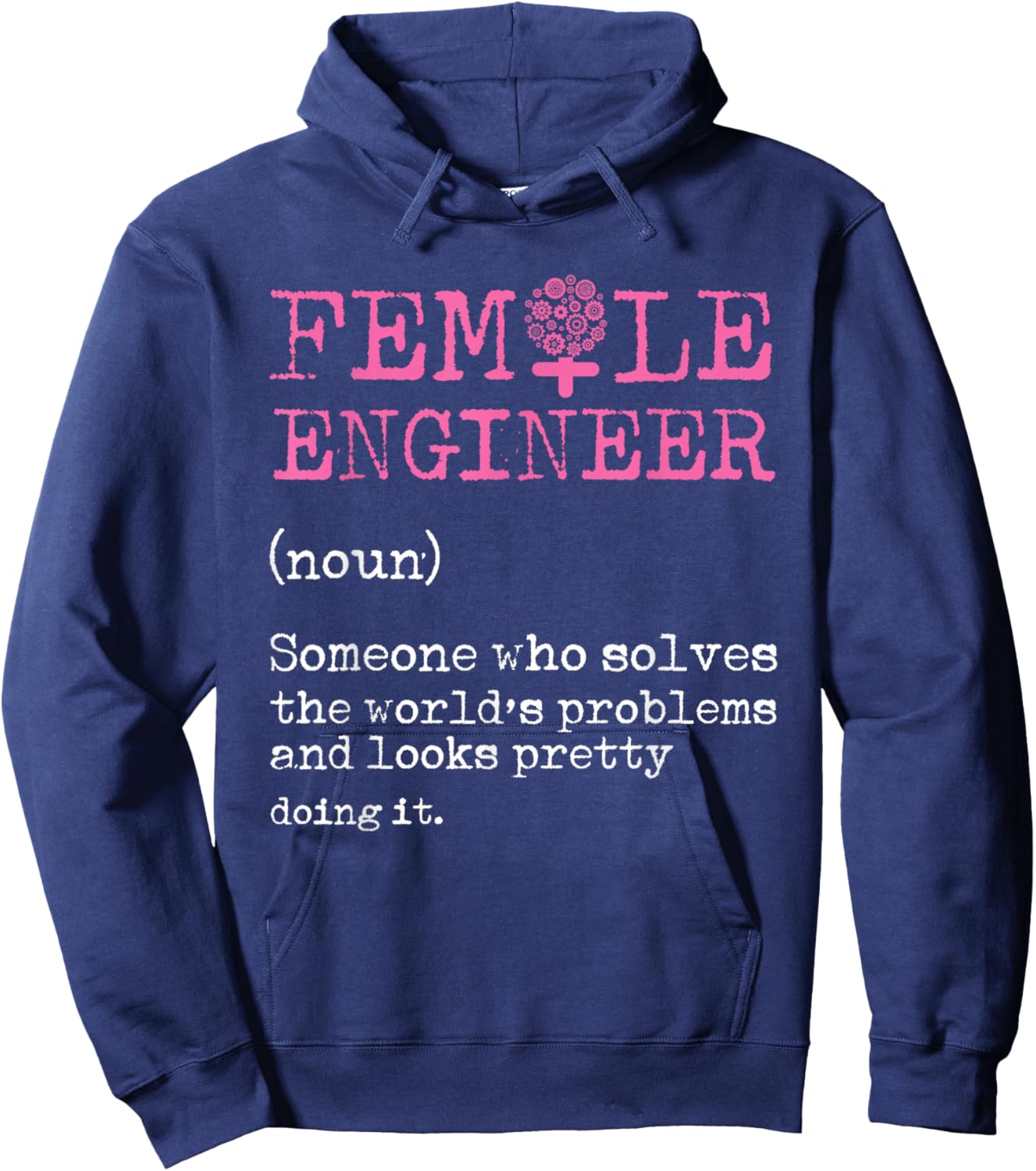 Female Engineer Definition Mechanical Engineering Nerd Geek Hoodie - Hoodie | Navy