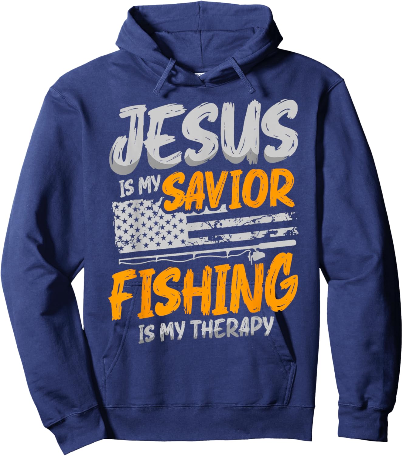 Jesus Is My Savior Fishing is My Therapy for a Fisherman Hoodie - Hoodie | Navy