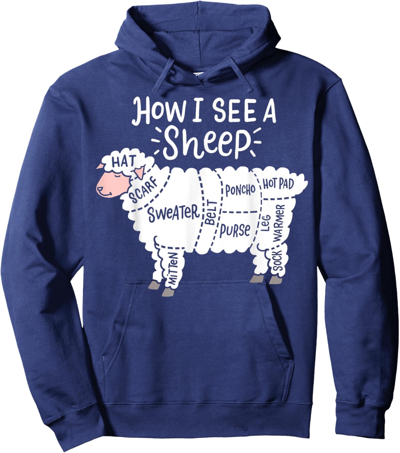 Knitting How I See A Sheep Yarn Wool Knitter Sewing Quilter Hoodie - Hoodie | Navy