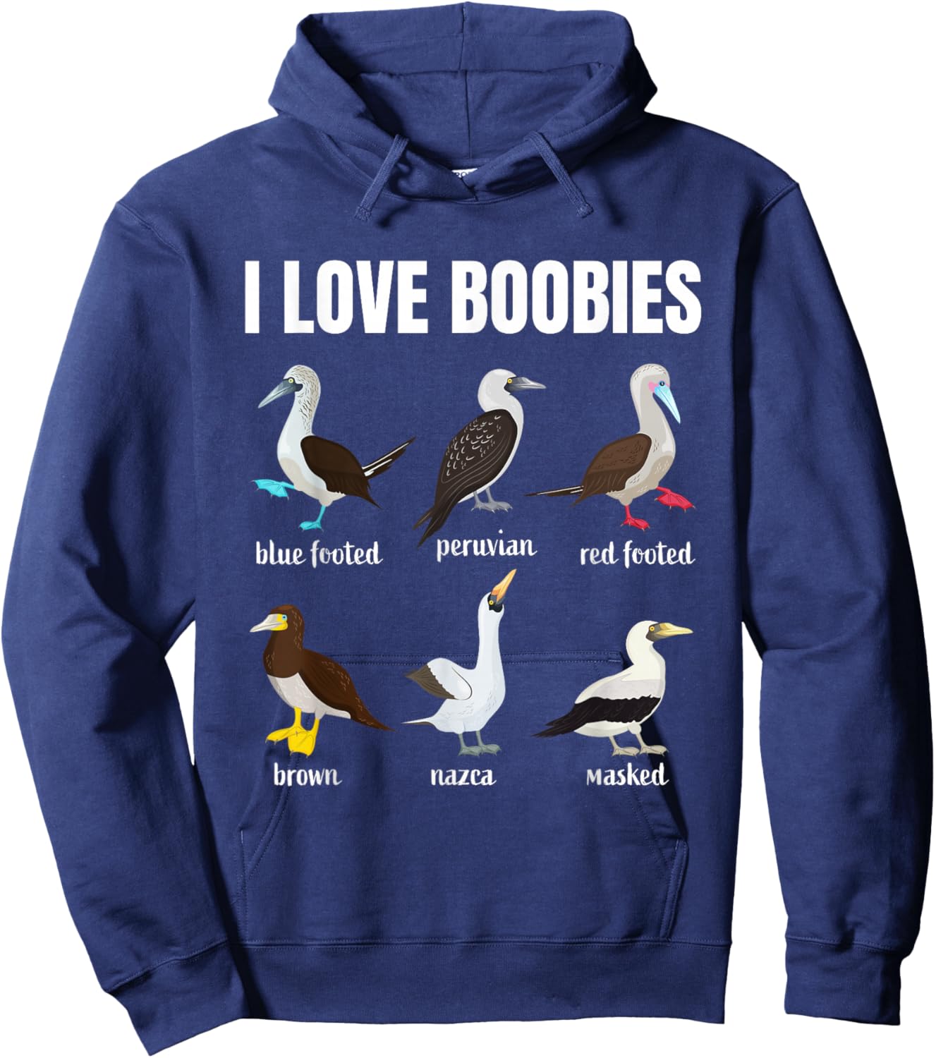 Booby Birds Funny I love Boobies Funny Fathers Day Hoodie - Hoodie | Navy