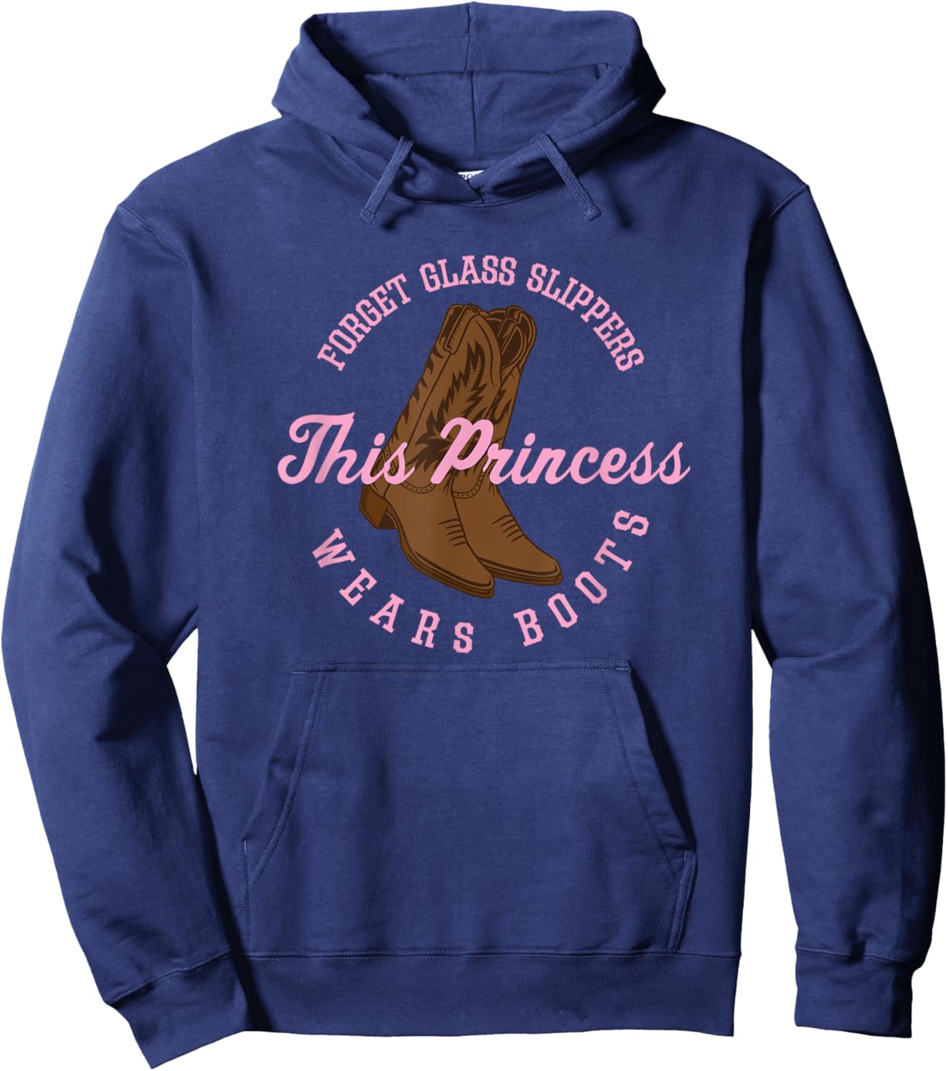 Princess Cowboy Boots Funny Western Cowgirl Gift Women Girls Hoodie - Hoodie | Navy