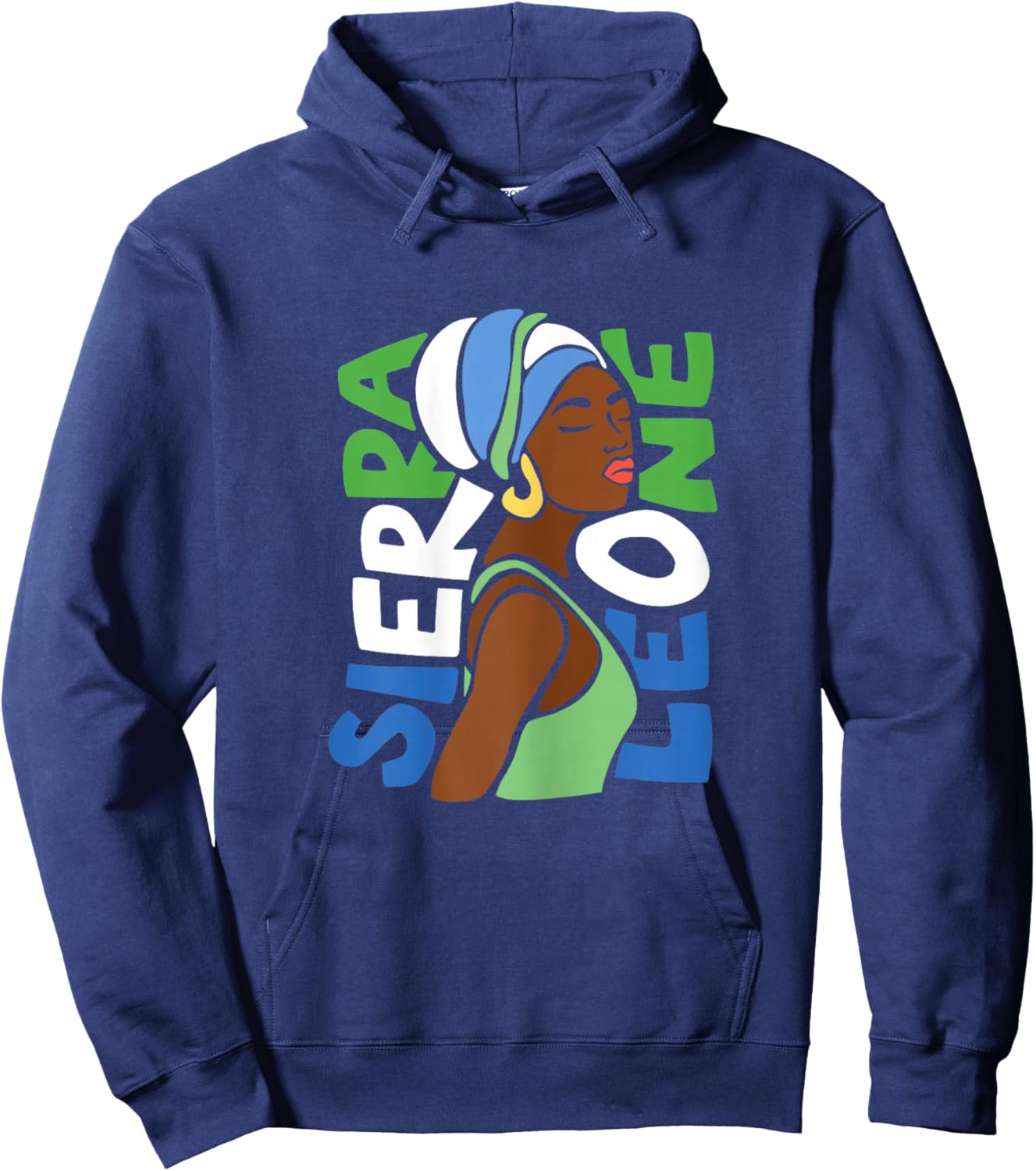 Sierra Leone Flag Ethnic African Heritage Black Woman Africa Hoodie - Hoodie | Navy