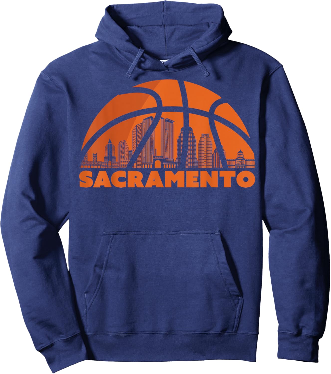 Sacramento City Skyline California Basketball Fan Jersey Hoodie - Hoodie | Navy
