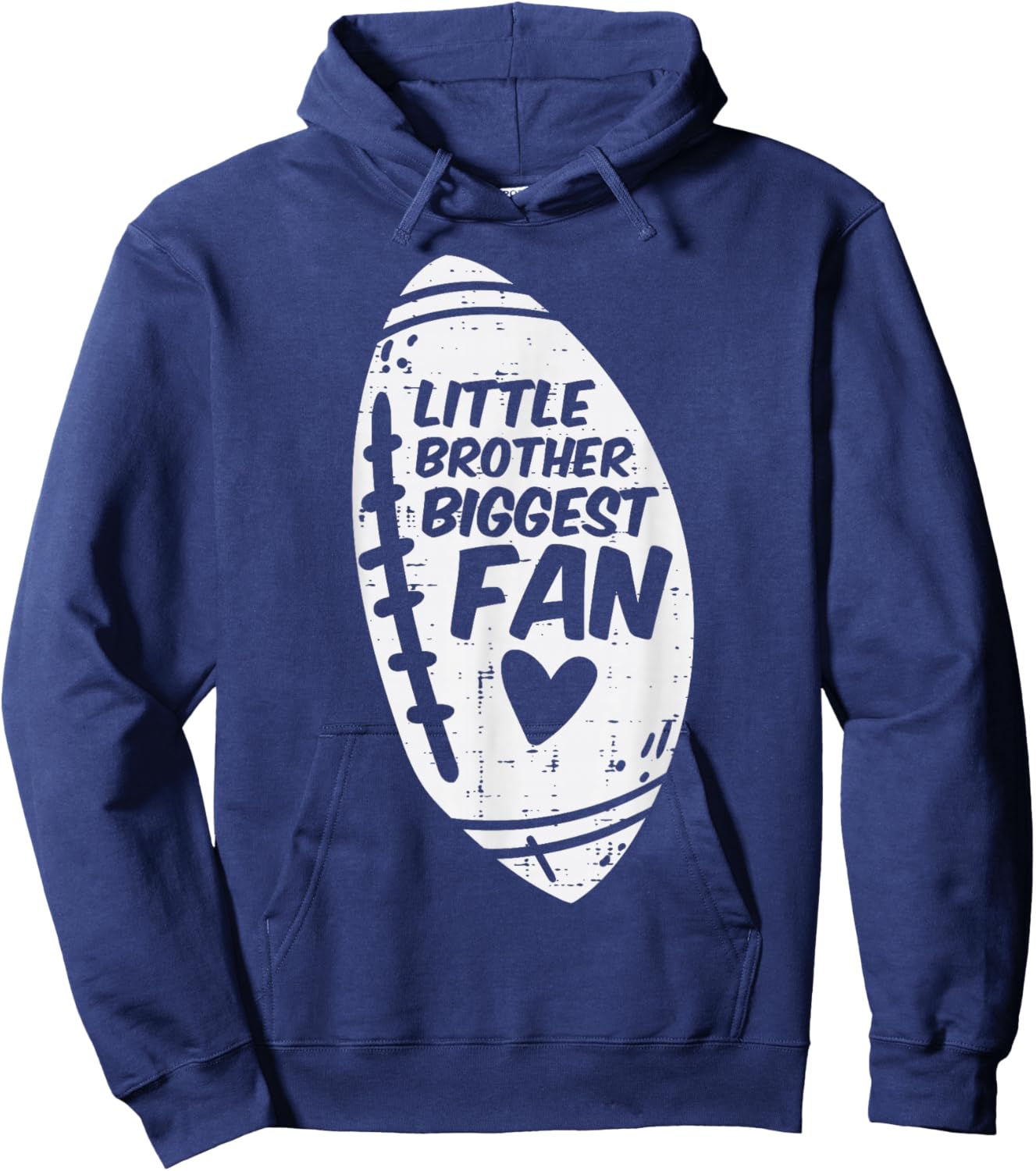 American Football Little Brother Biggest Fan Family Boys Hoodie - Hoodie | Navy