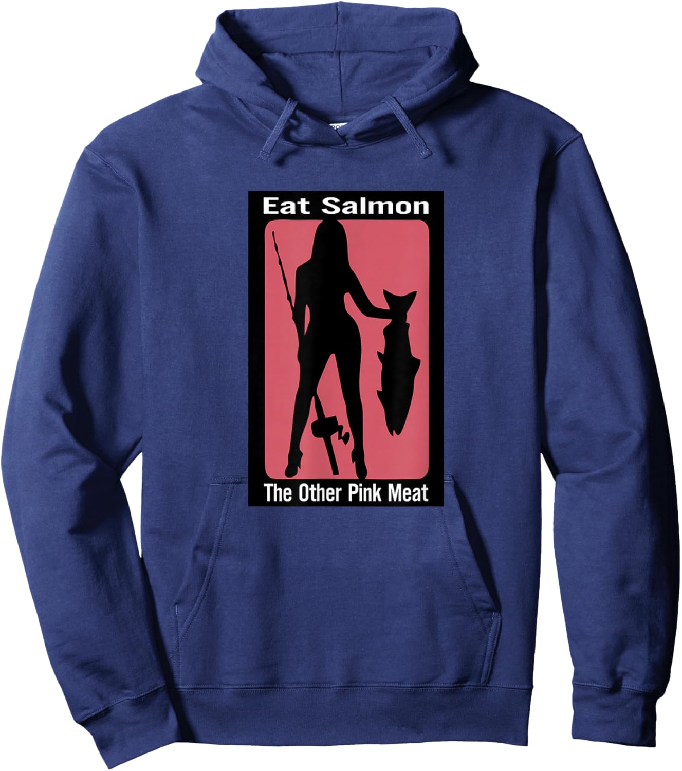 Eats salmon the other pink meat Hoodie - Hoodie | Navy