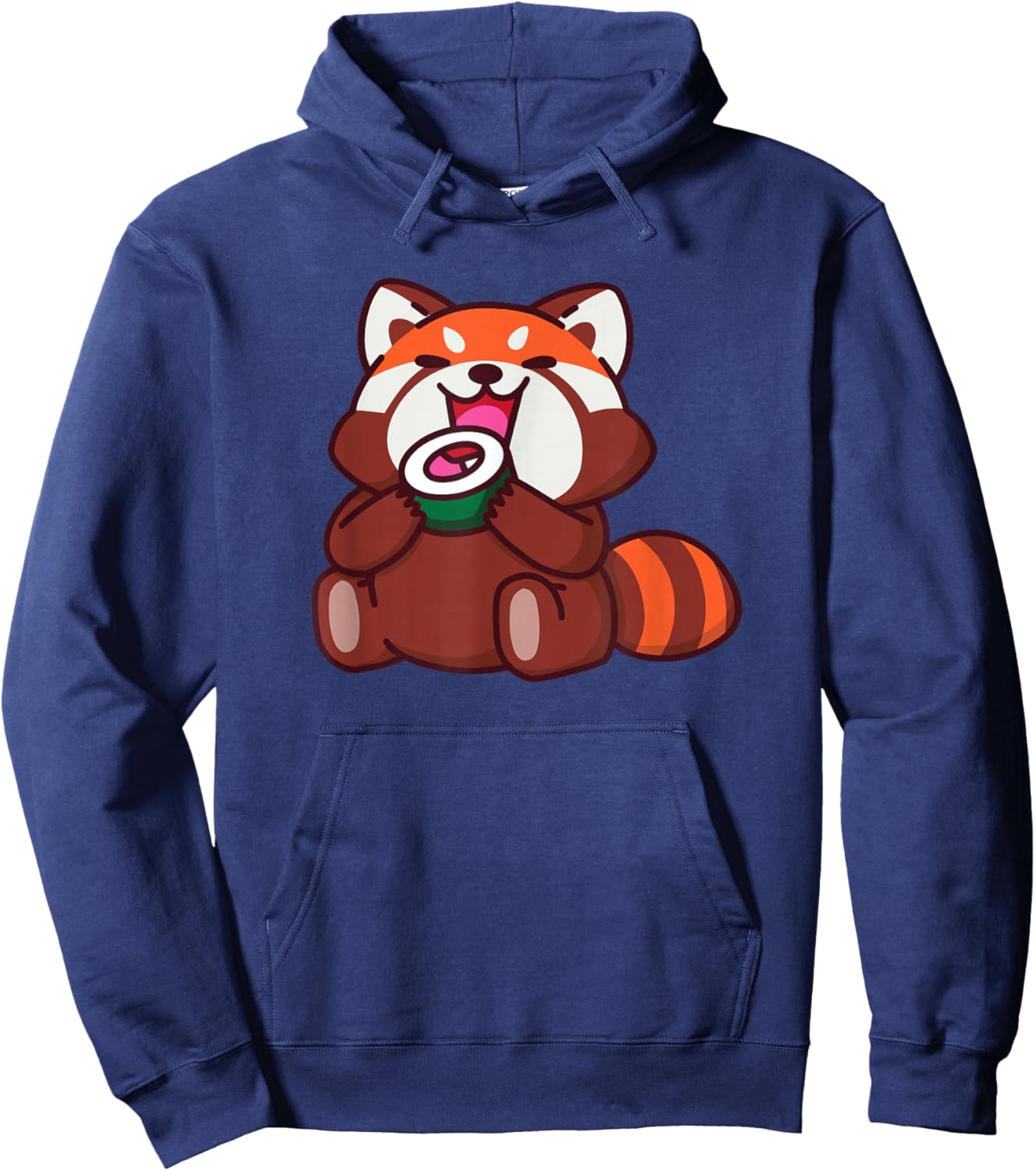 Red Panda Eating Sushi Animals Cartoon Food Hoodie - Hoodie | Navy