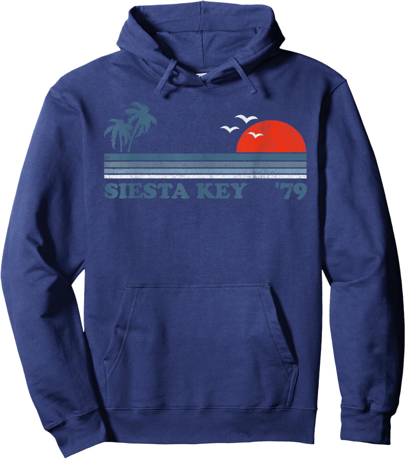 Vintage Siesta Key Florida Keys Beach Retro Sunset 70's Gift Women Kids Hoodie - Hoodie | Navy