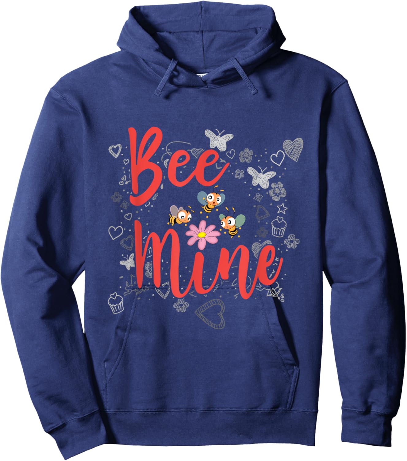 Bee Mine Sweethearts Girlfriends Boyfriends Valentines Day Hoodie - Hoodie | Navy