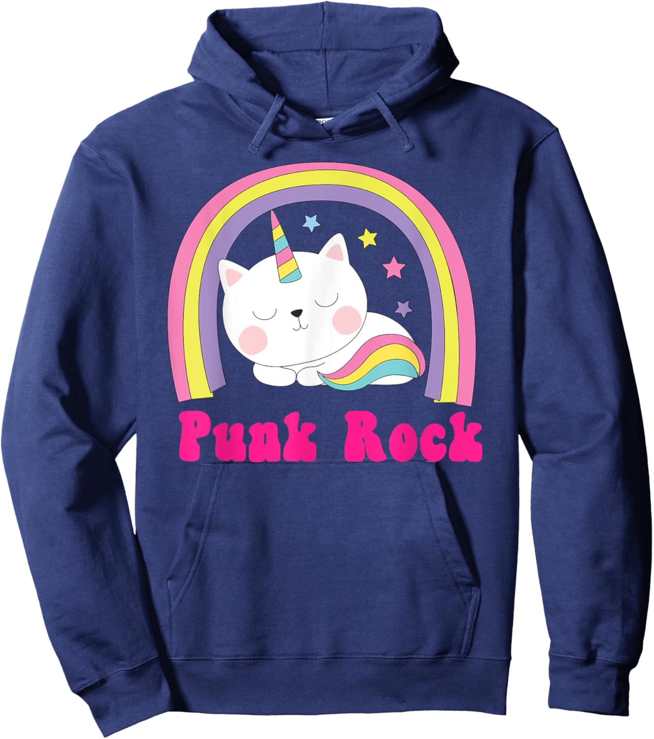 Punk Rock Shirt | Sarcastic Rainbow Funny Unicorn Punk Music Hoodie - Hoodie | Navy