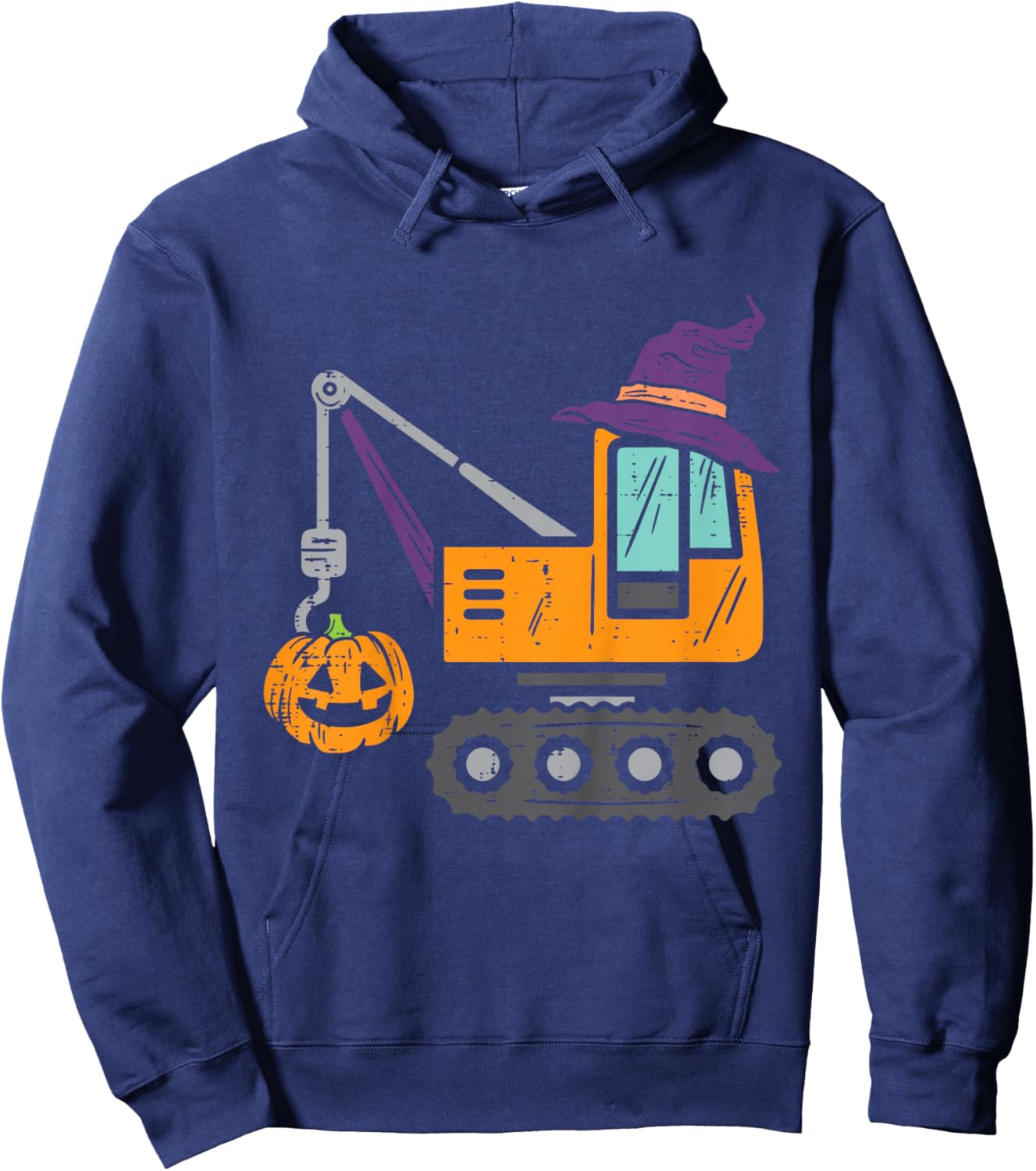 Kids Crane Truck Pumpkin Toddler Baby Boys Halloween Kids Hoodie - Hoodie | Navy