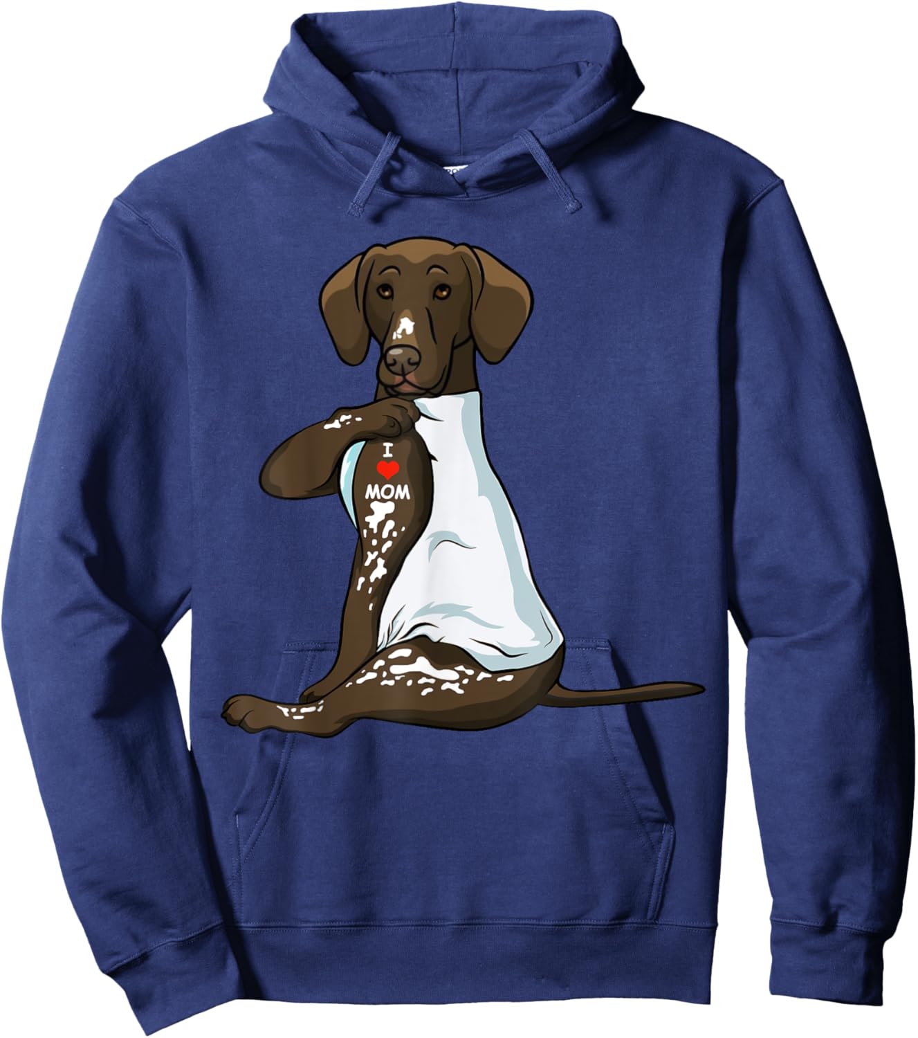 I Love Mom Tattoo German Shorthaired Pointer Mom Dog Women Hoodie - Hoodie | Navy