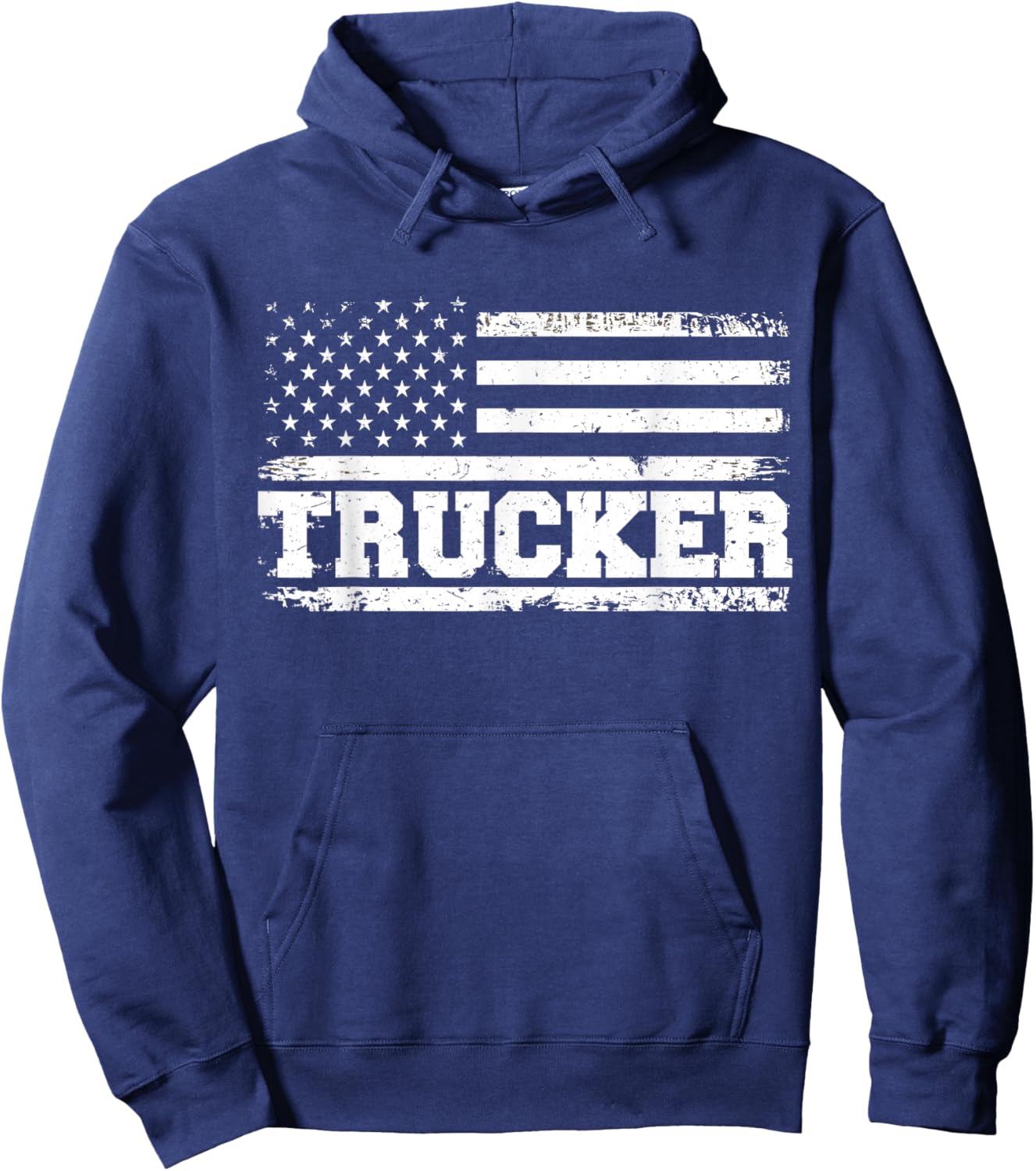 Truck Driver Trucker Us American Flag Patriotic Kids Men Hoodie - Hoodie | Navy