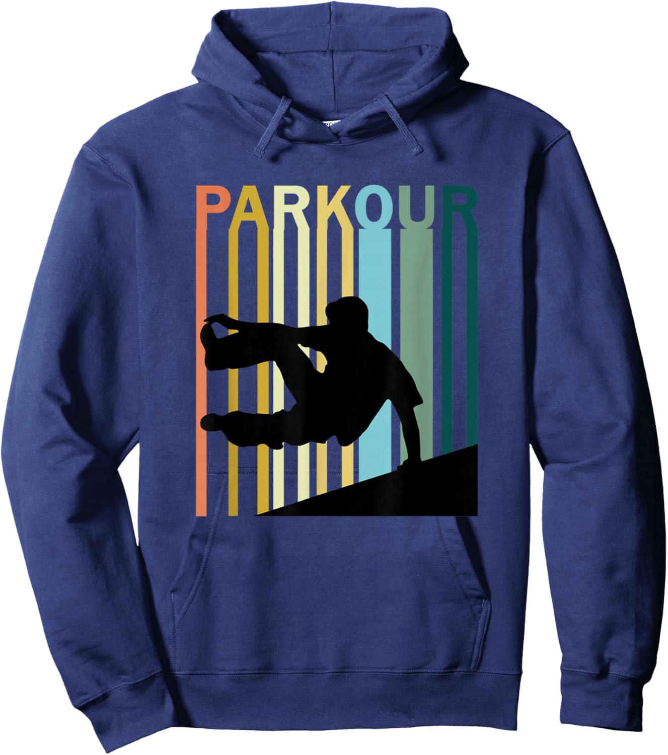 Vintage Style Parkour Silhouette Hoodie - Hoodie | Navy