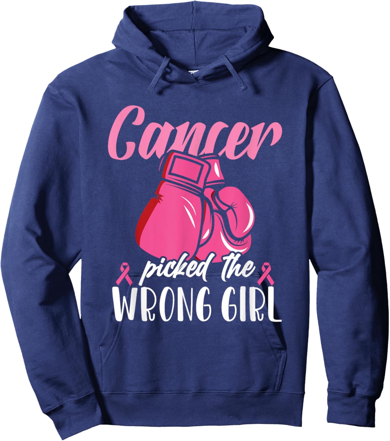 Breast Cancer Picked Wrong Girl Awareness Fighter Survivor Hoodie - Hoodie | Navy