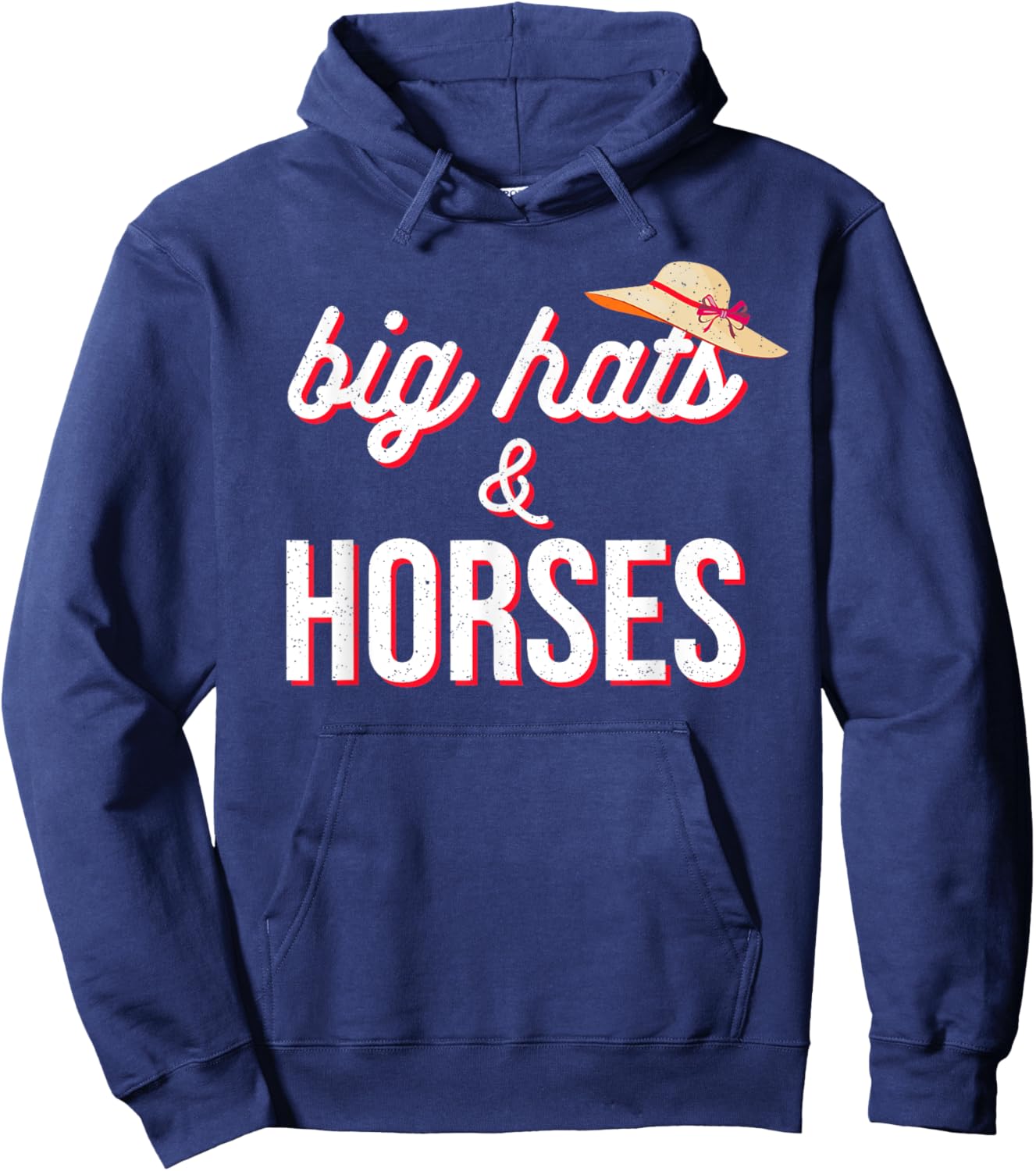 Funny Horse Racing Fascinators Big Hats And Horses KY Derby Hoodie - Hoodie | Navy