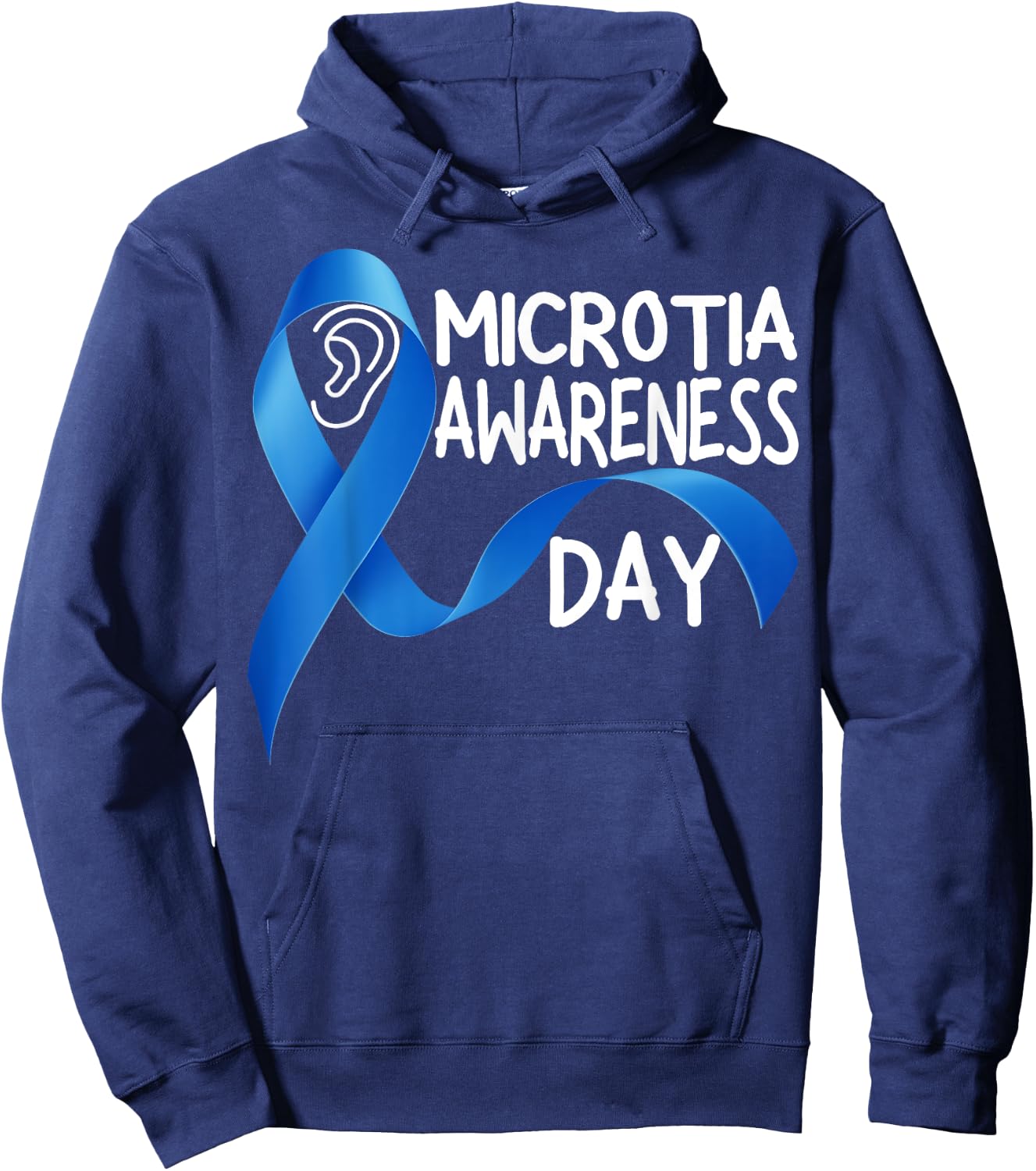Microtia National Awareness Day Ribbon and Ear Hoodie - Hoodie | Navy