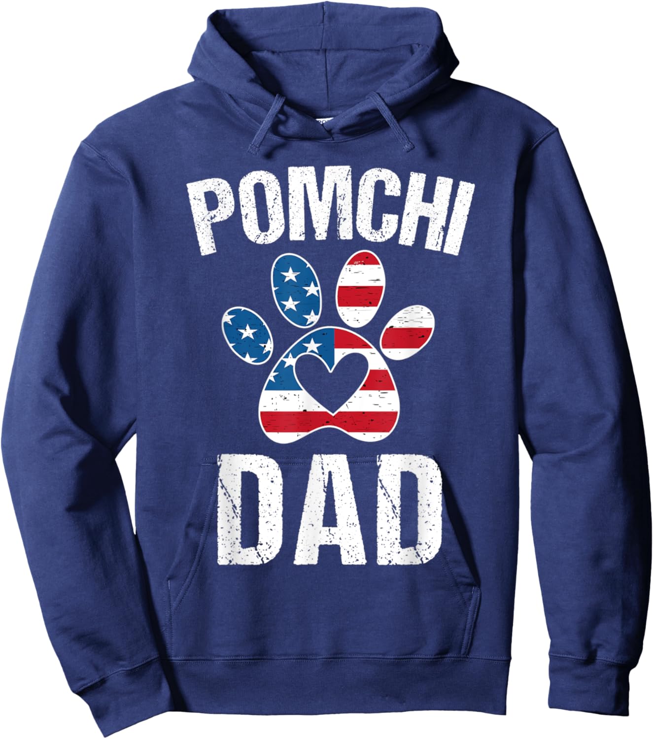Pomchi Dad Daddy Pomchi Lover Owner American Flag Pomchi Dog Women Kids Men Hoodie - Hoodie | Navy