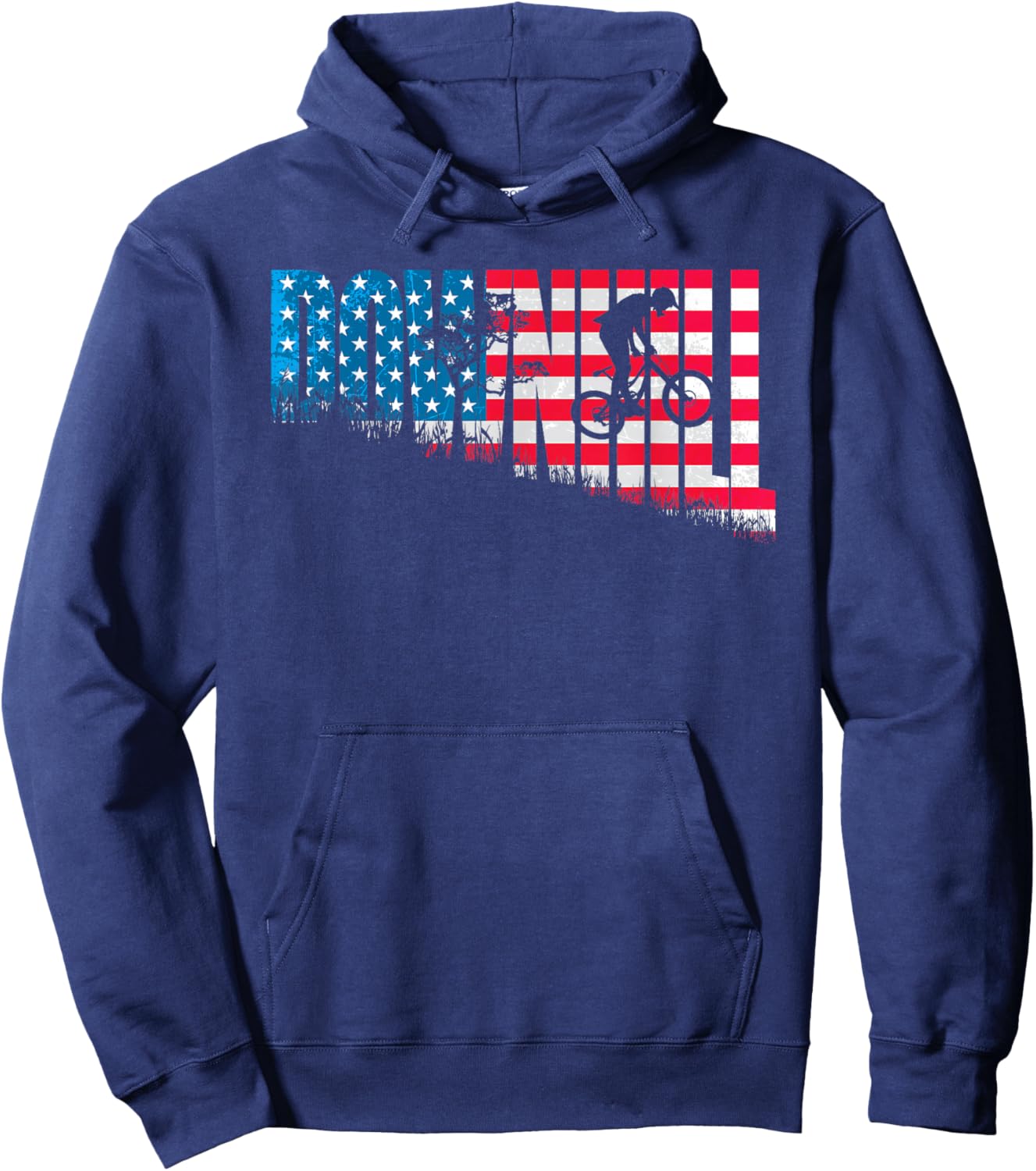 American Downhill Mountain Bike Flag - MTB Biking Riding Hoodie - Hoodie | Navy