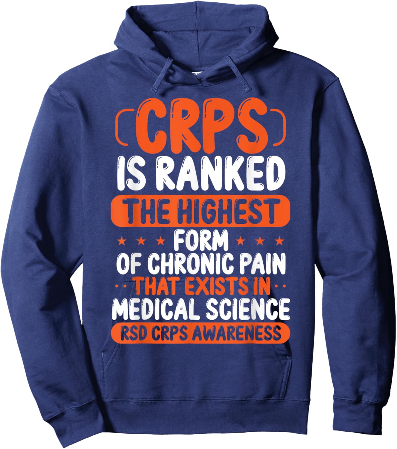 CRPS Awareness Chronic Pain Orange Ribbon RSD CRPS Warrior Hoodie - Hoodie | Navy