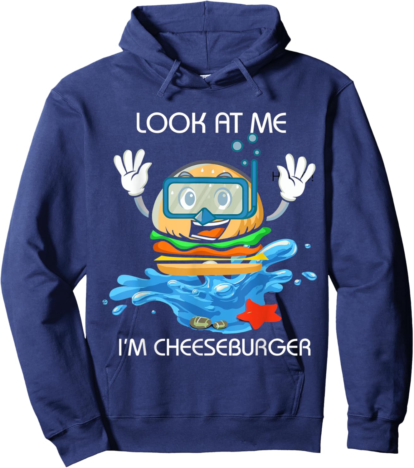Cheeseburger - French Fry & Hamburger Lovers Food - Swimming Hoodie - Hoodie | Navy