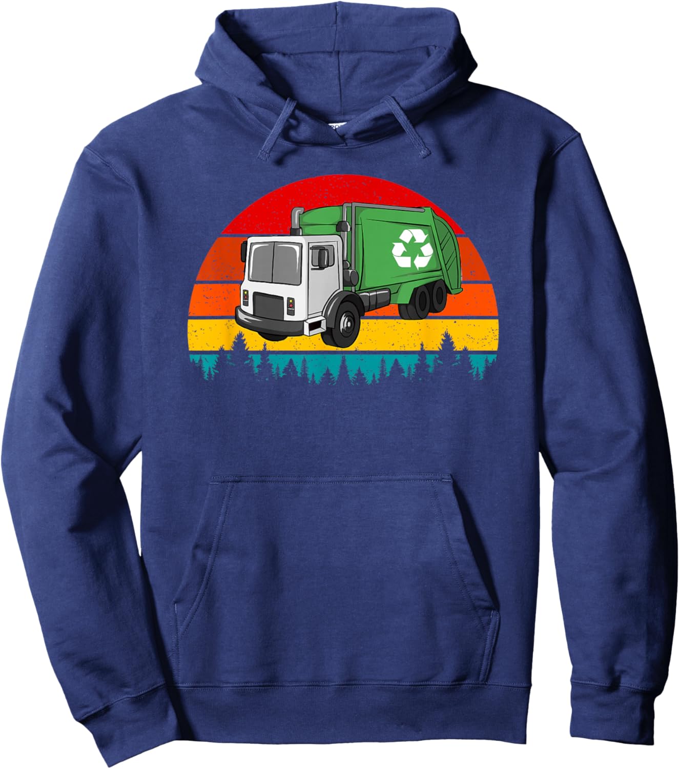 Retro Recycling Garbage Truck Waste Management Hoodie - Hoodie | Navy